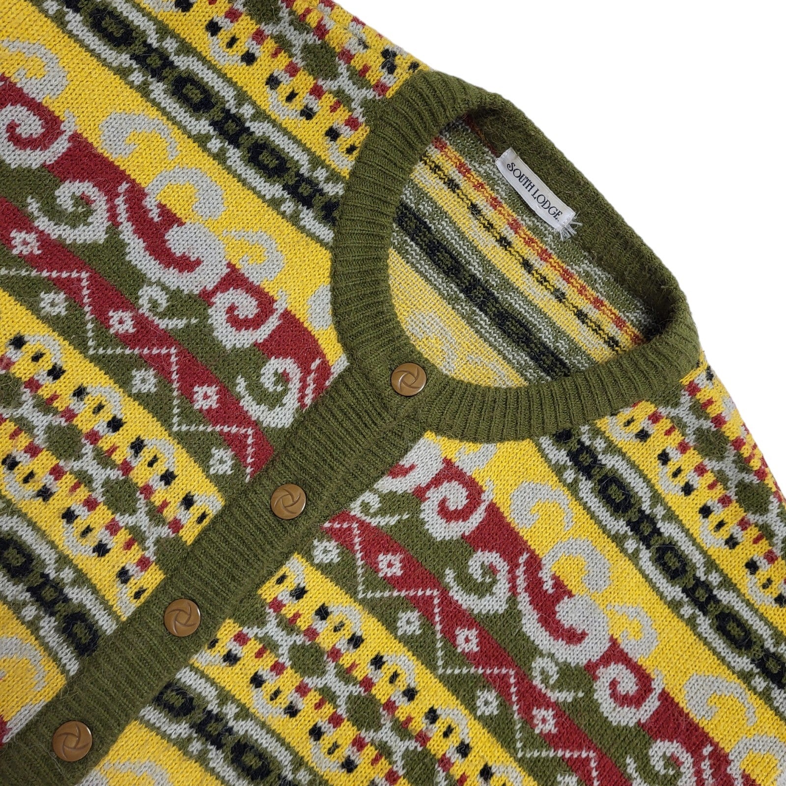 South Lodge Vintage 80's Multicoloured Button Up Cardigan UK Womens Size 16