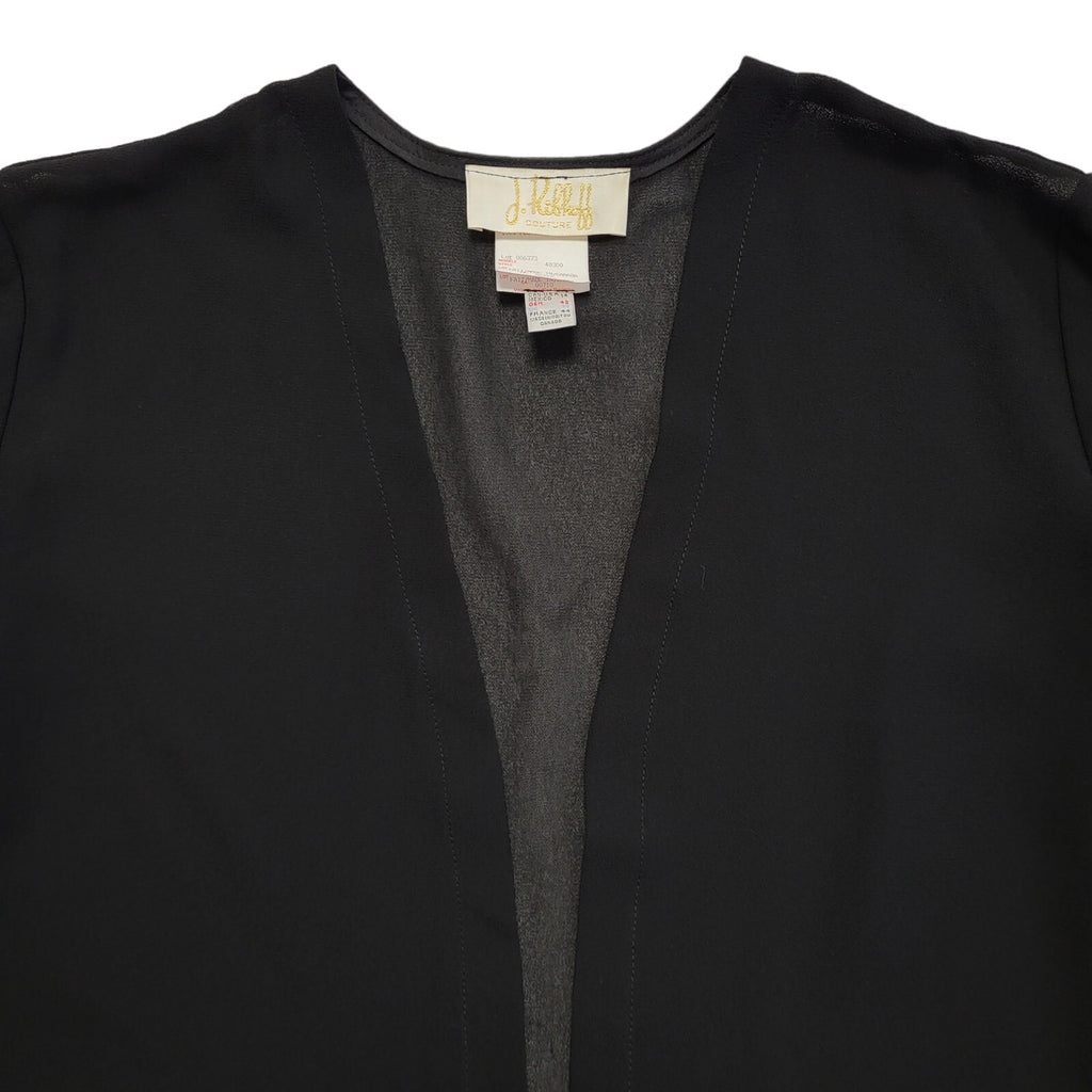 J.Ribboff Y2K Black & White Open Front Sheer Cardigan Womens UK 16
