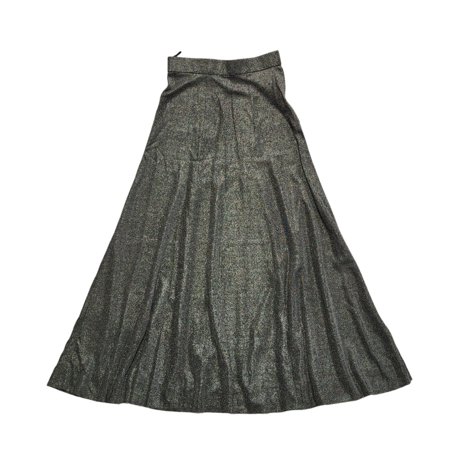 Richard Shops 70s Black & Silver Sparkly Long Maxi Skirt Women's UK 8 W26