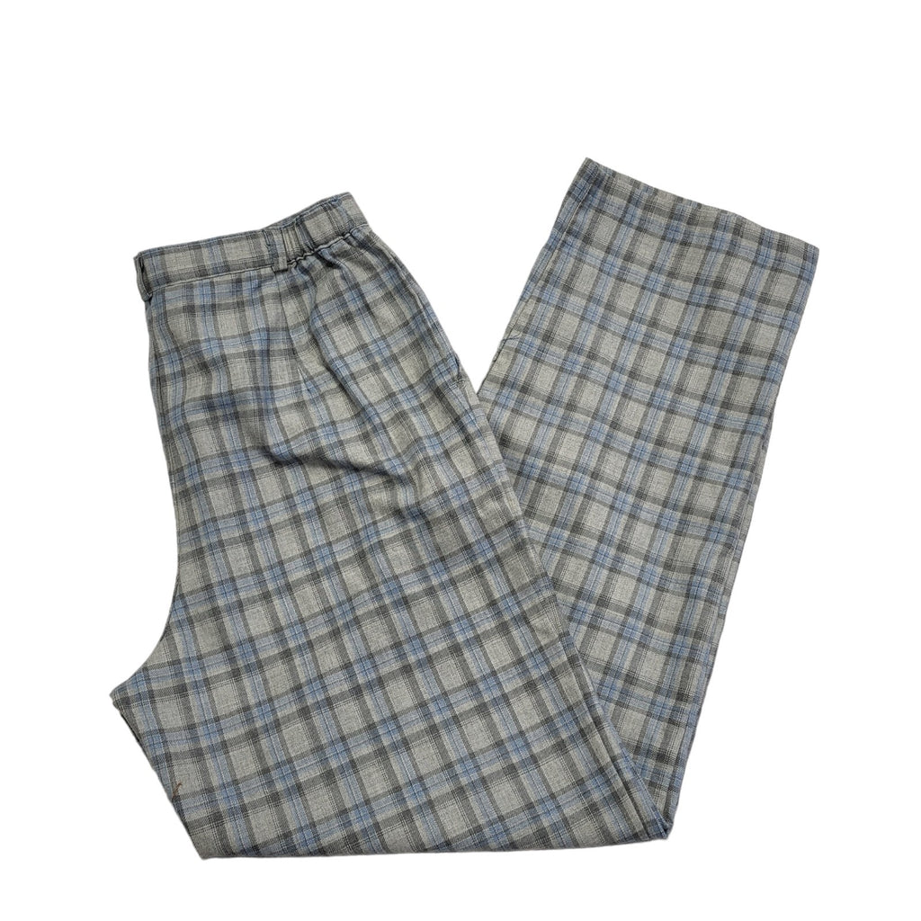 Country Collection 90s Grey Blue Check Trousers Uk Women's 14 W32 L29