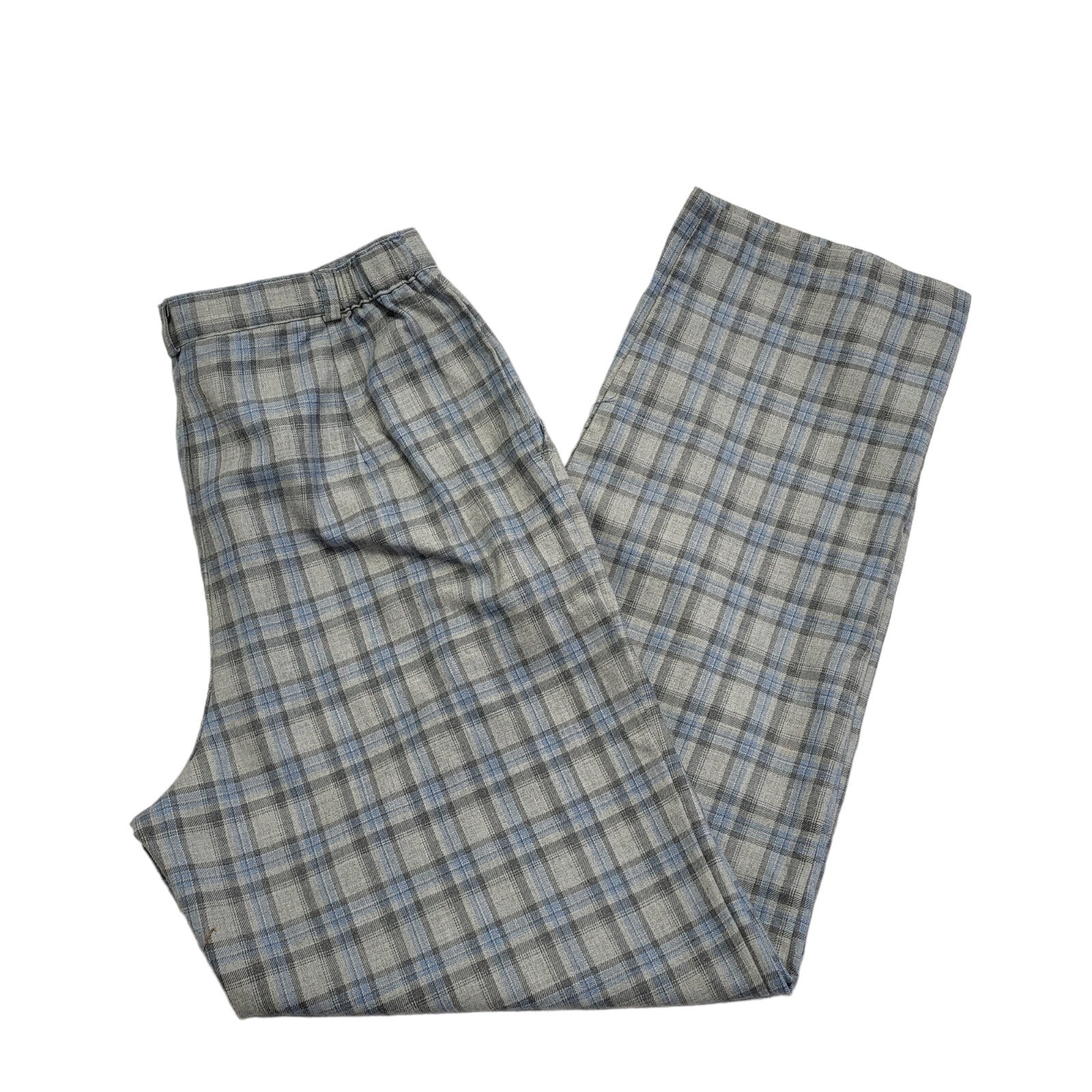 Country Collection 90s Grey Blue Check Trousers Uk Women's 14 W32 L29
