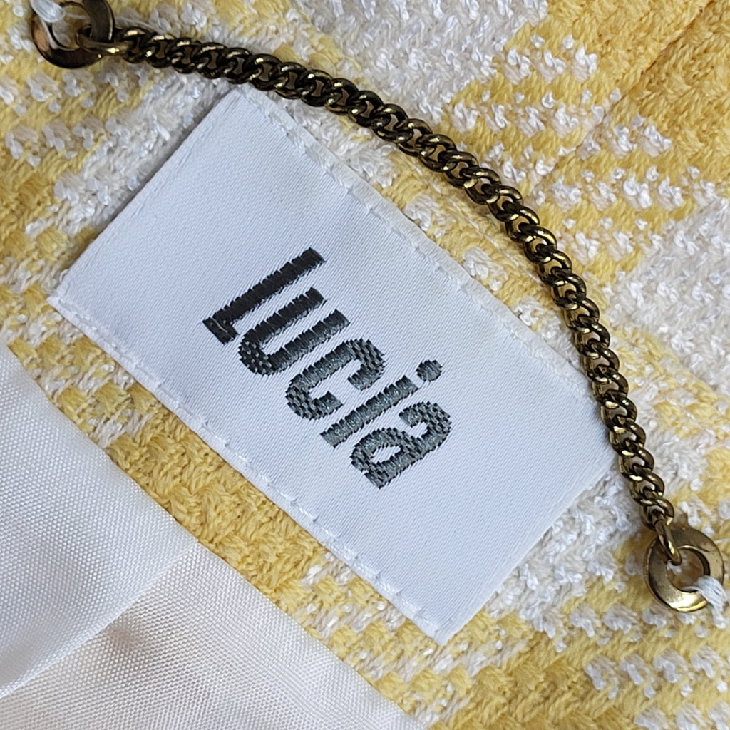 Lucia Yellow & White 90s Button Check Jacket UK Women's Size 12