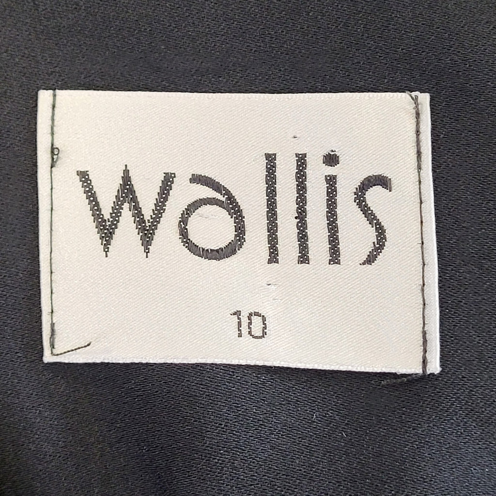 90s Vintage Wallis Black Buttoned Collared Daywear Dress Women's Size 10
