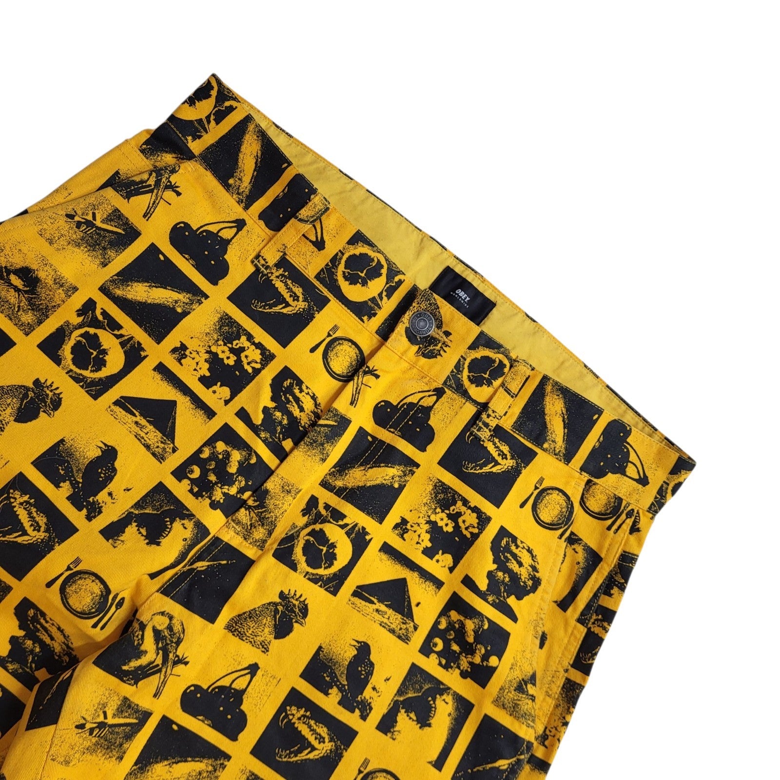 Obey Clothing Y2K Yellow Straight Leg Jeans Uk Men's S W30-32 L29