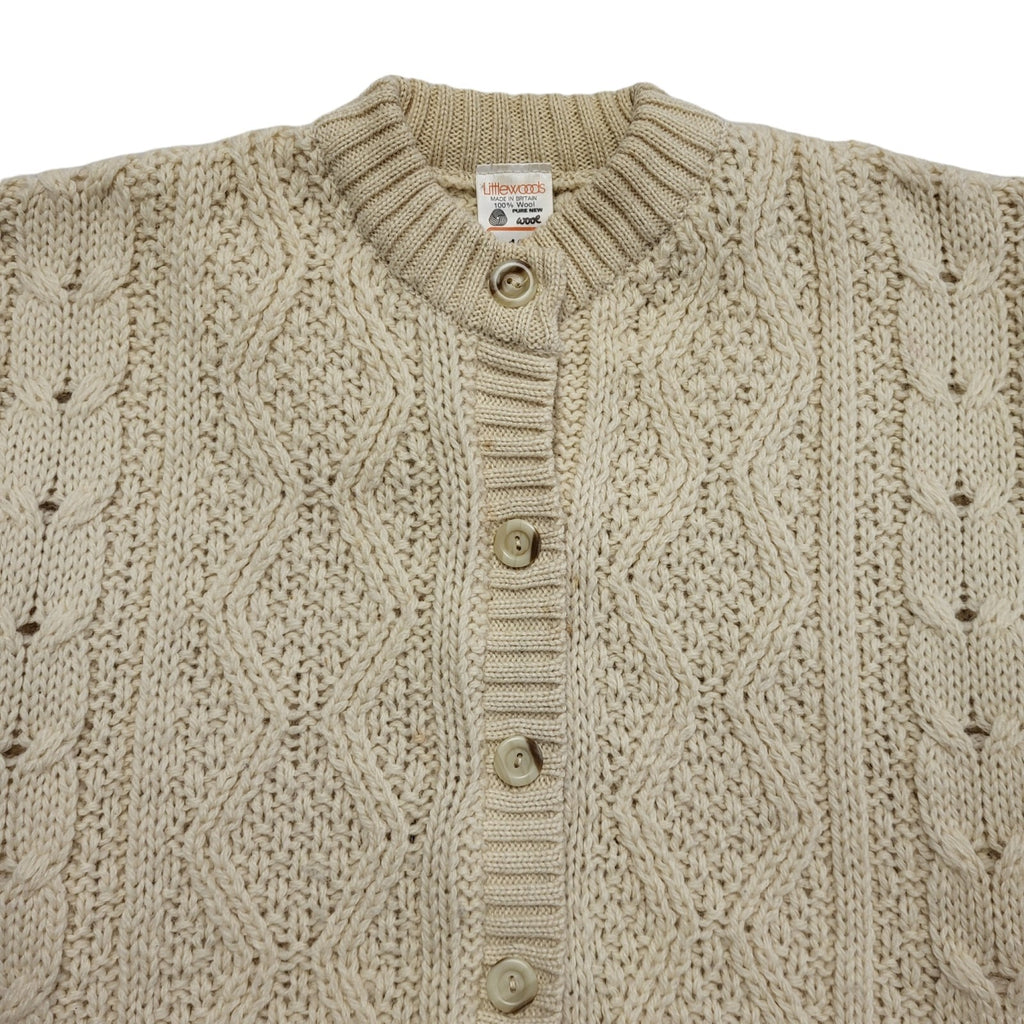 Littlewoods 80s Vintage Cream Wool Blend Cardigan Women's Size 18