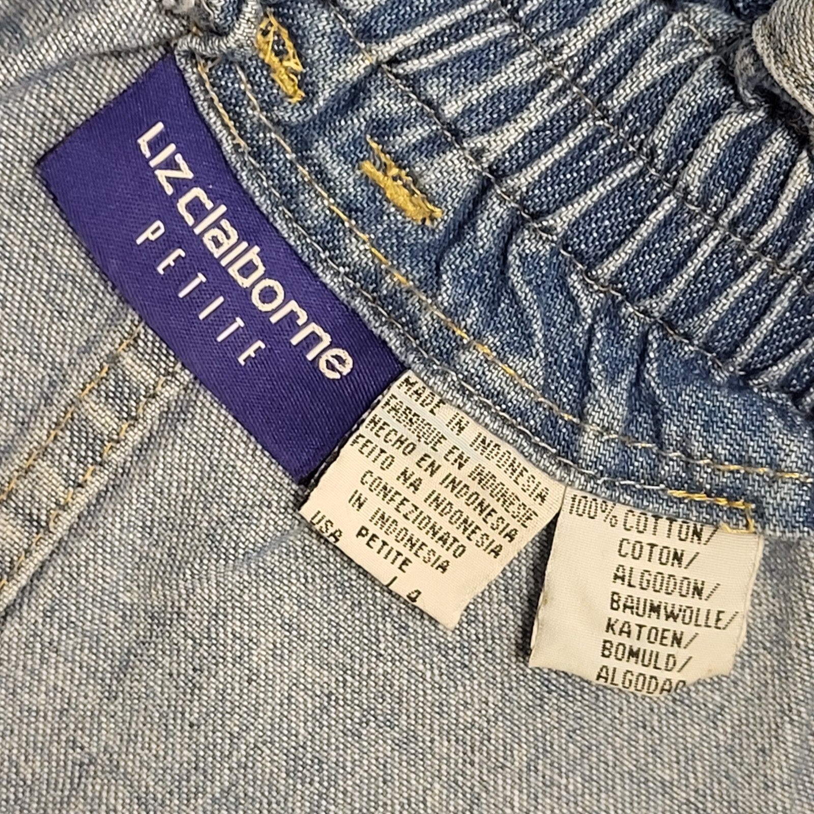 Vintage 90s Liz Claiborne Blue Denim Skirt Uk Women's Size 6 W24