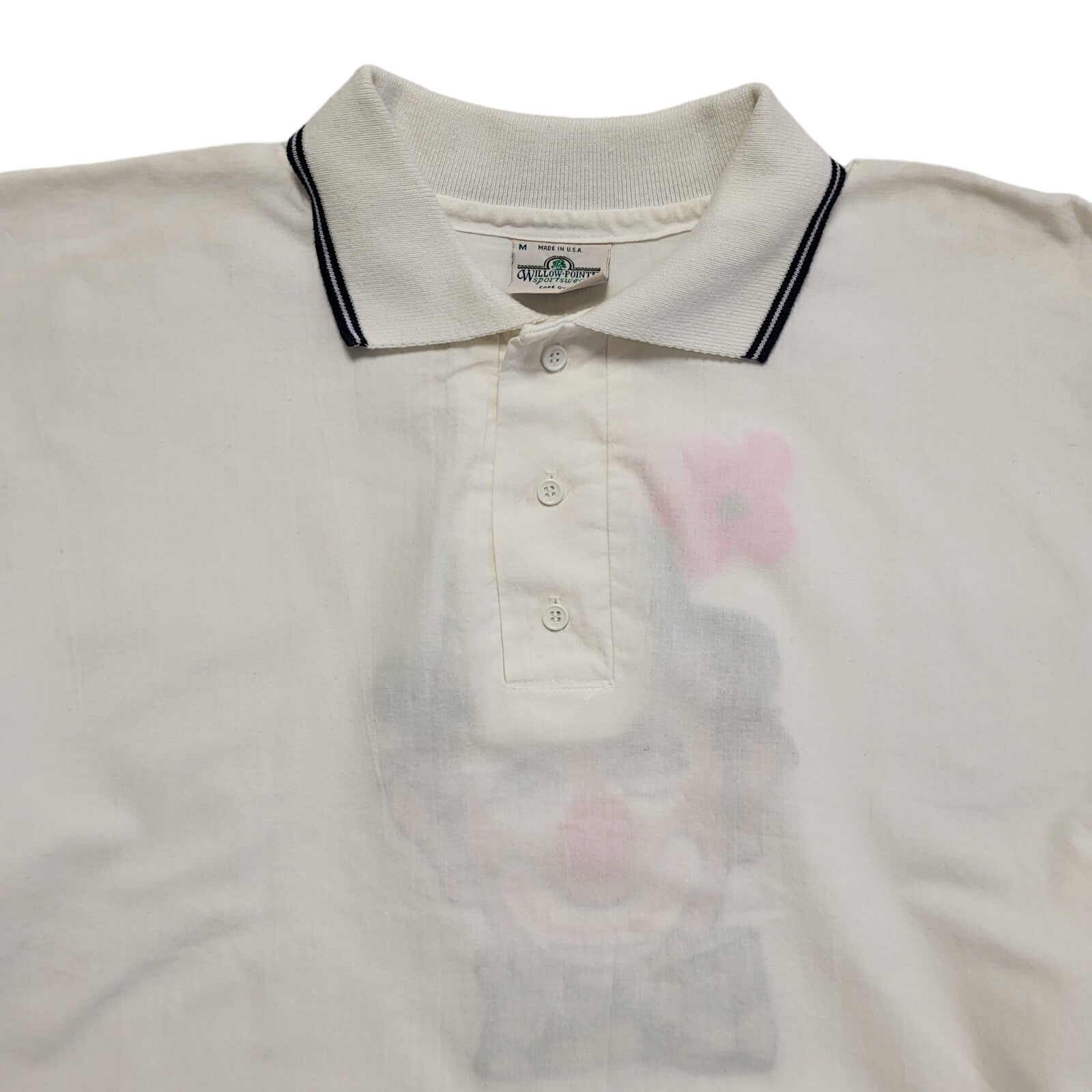 Willow Pointe Vintage 90's White 1/4 Button Clown Sweatshirt Mens UK Size M