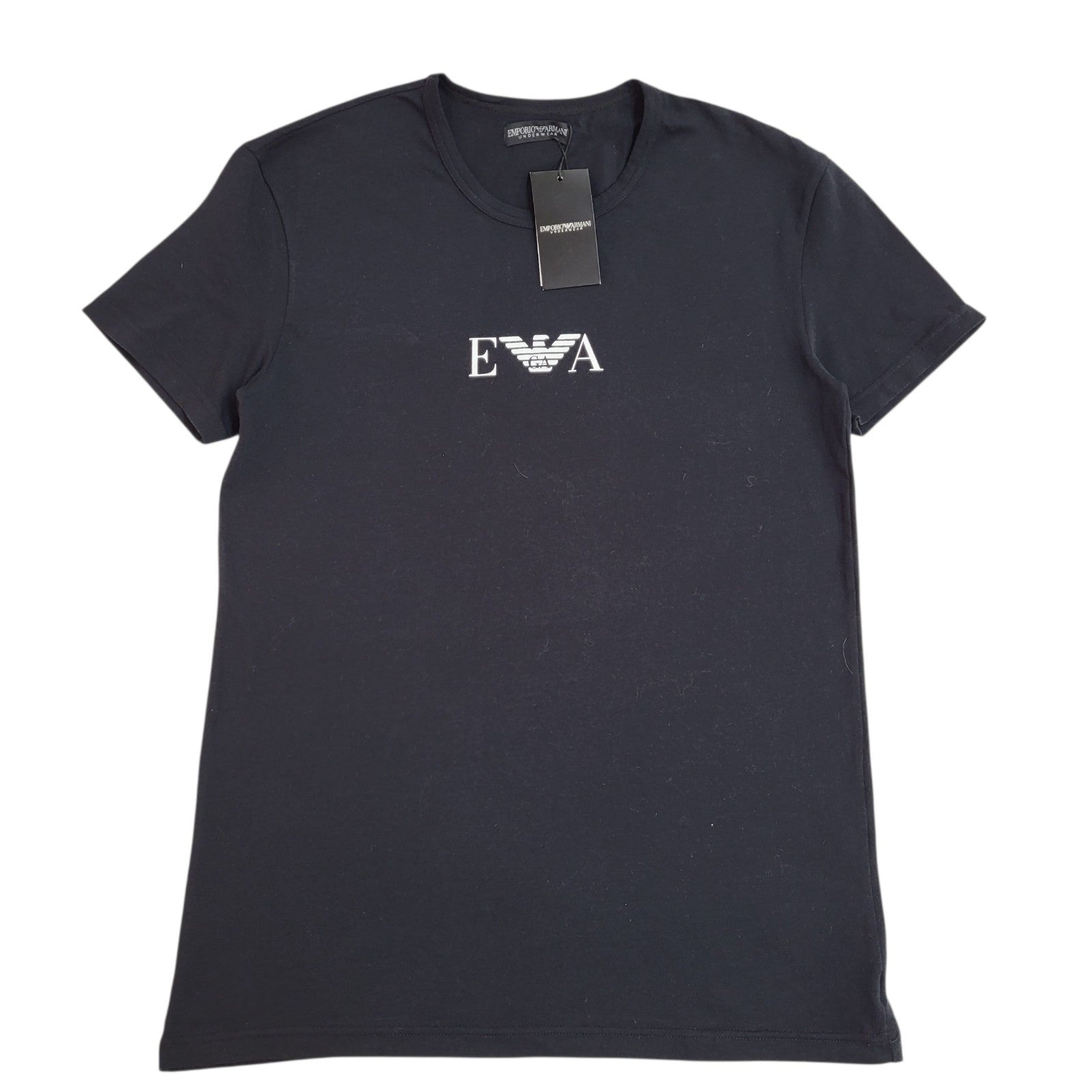 Emporio Armani Black Y2k Cotton Double Stitch T-Shirt Uk Women's Size L Bnwt