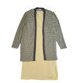 Fink Modell Yellow & Blue Midi Dress & Long Sleeve Cardigan UK Women's Size 14