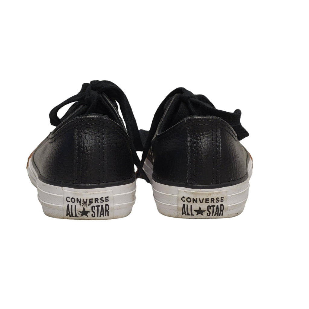 Converse All Star Black Low Top Leather Lace Up Boots Uk 1