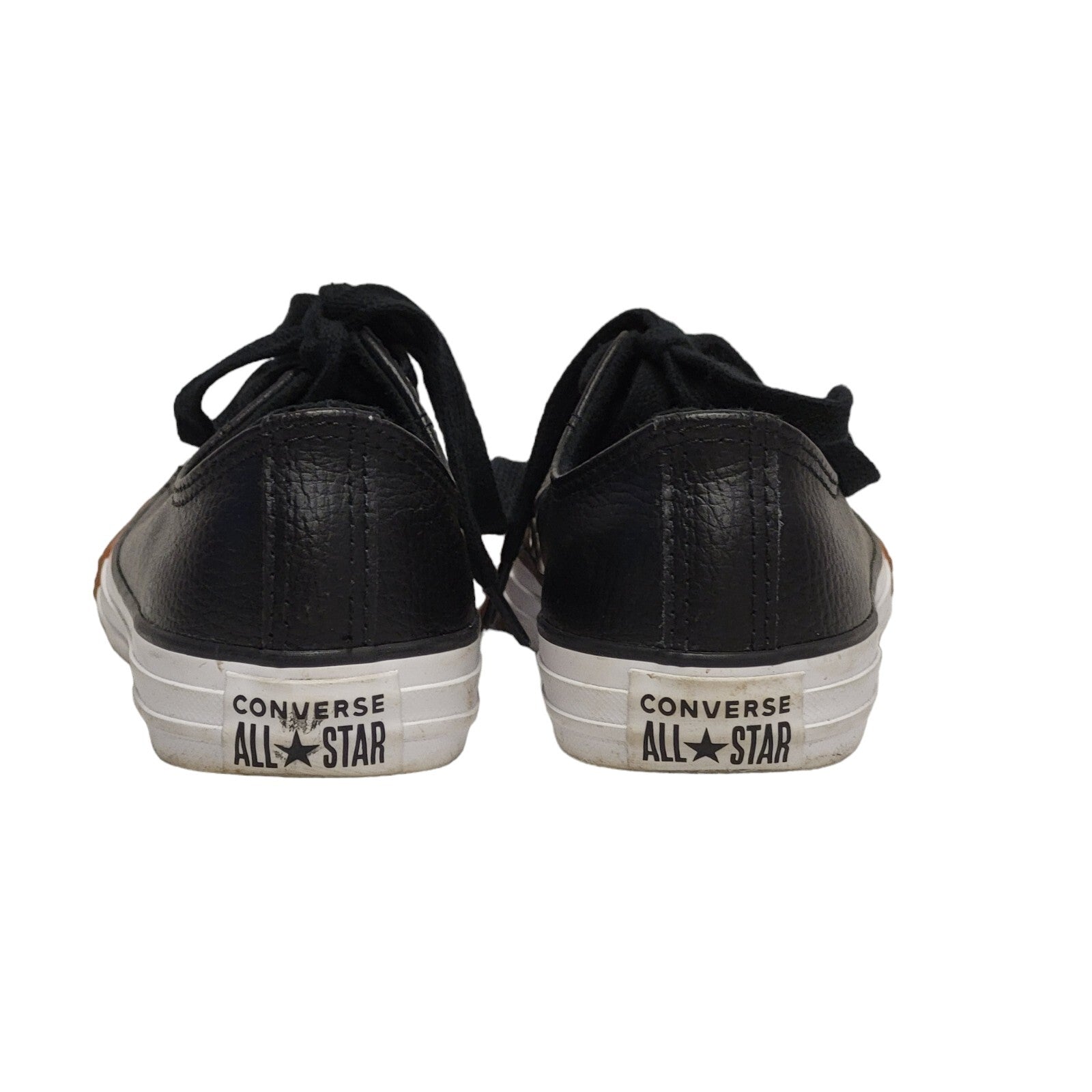 Converse All Star Black Low Top Leather Lace Up Boots Uk 1