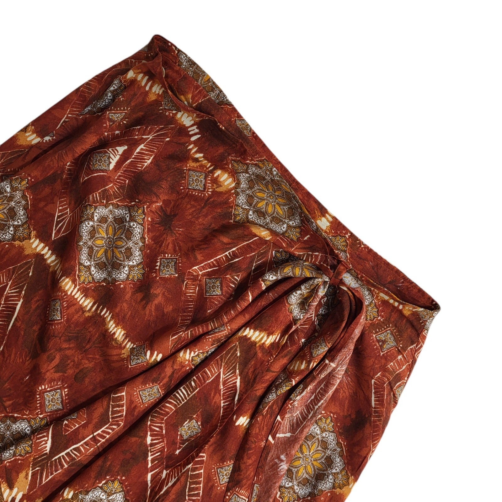 Marks & Spencer 90's Vintage Red Floral Straight Long Skirt Uk Women's 14 W32