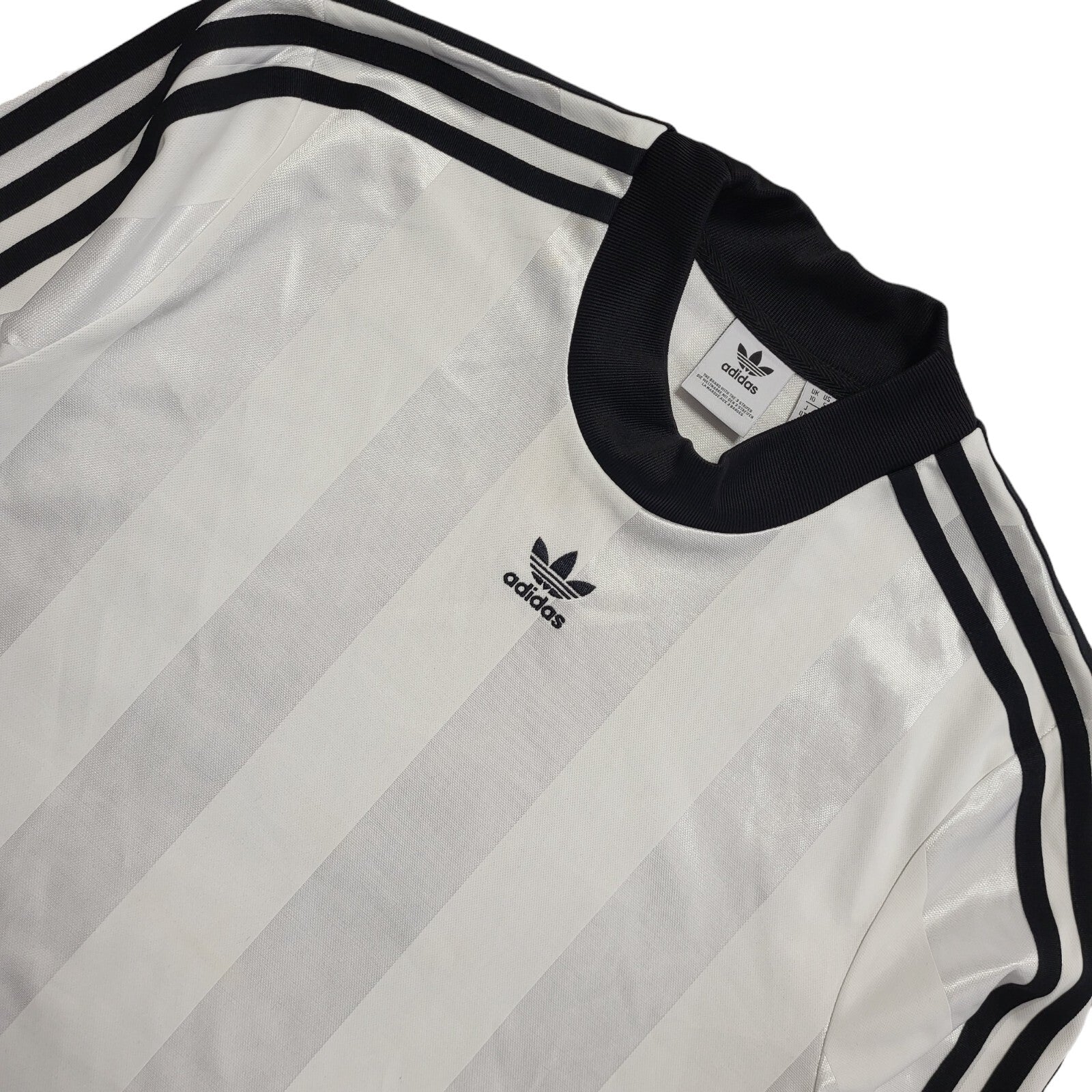 Adidas Vintage Y2K White Striped Long Sleeve T-Shirt Womens UK Size 10