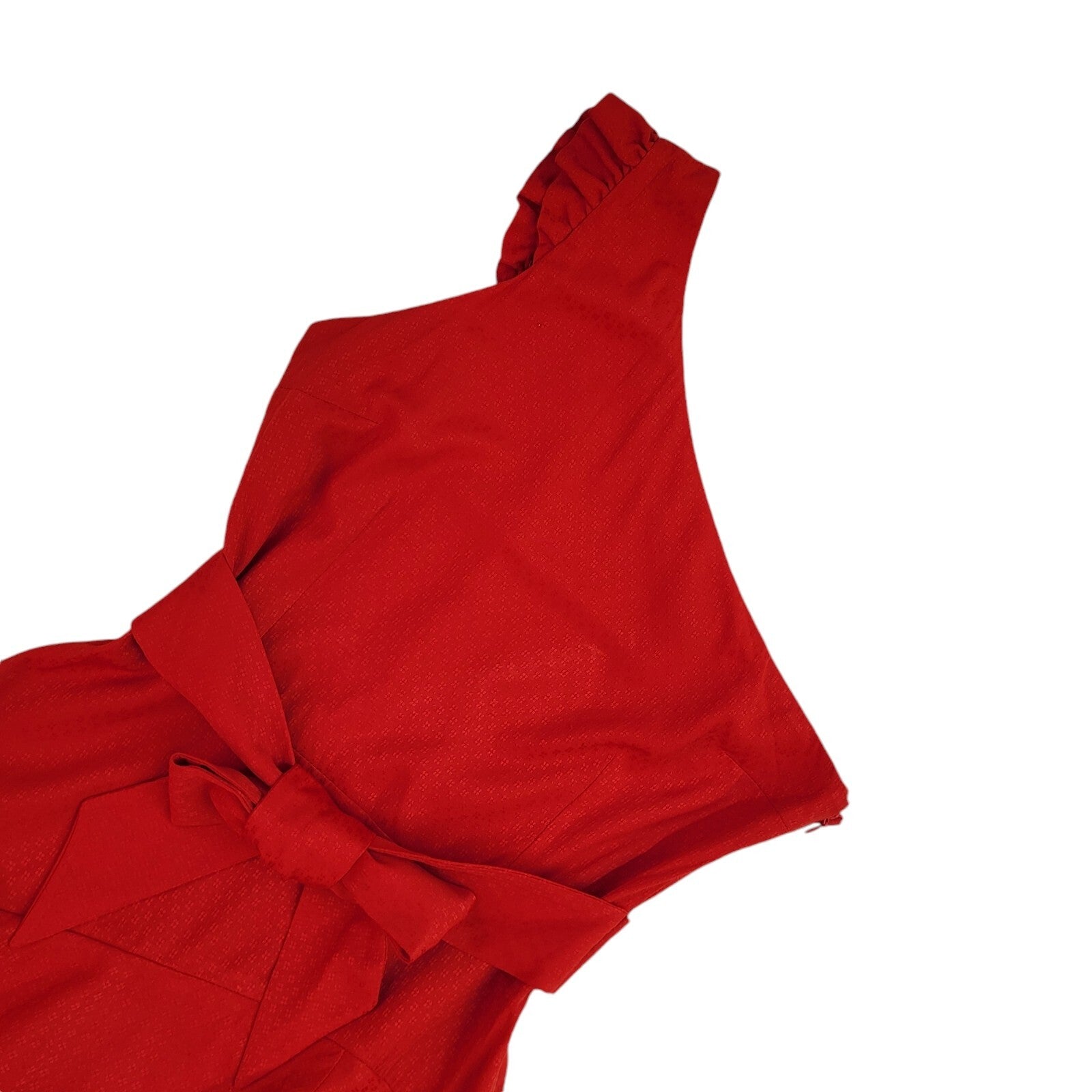 Les Petites 90's Red One Shoulder Ruffle Midi Length Dress UK Women's Size S