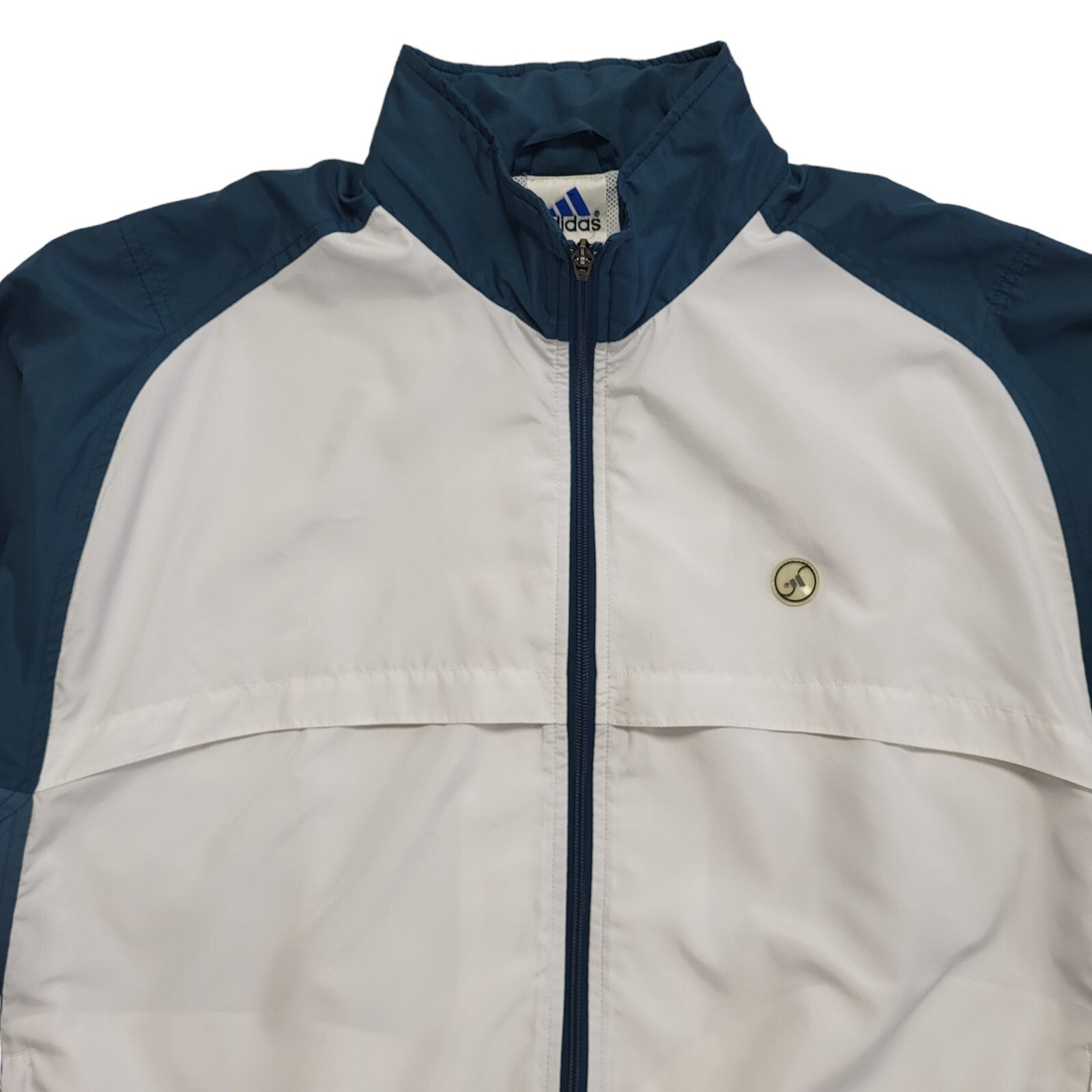Adidas Clima Shell Vintage 90s White Blue Sports Track Jacket Uk Men's Size L