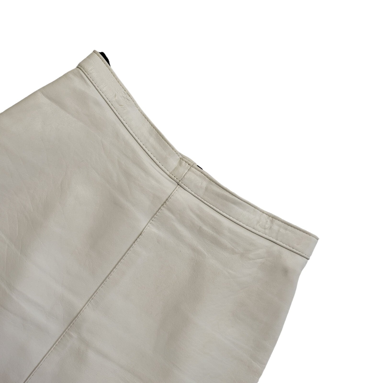 Vintage 90's White Leather Knee Length Skirt Womens UK Size 8 W24