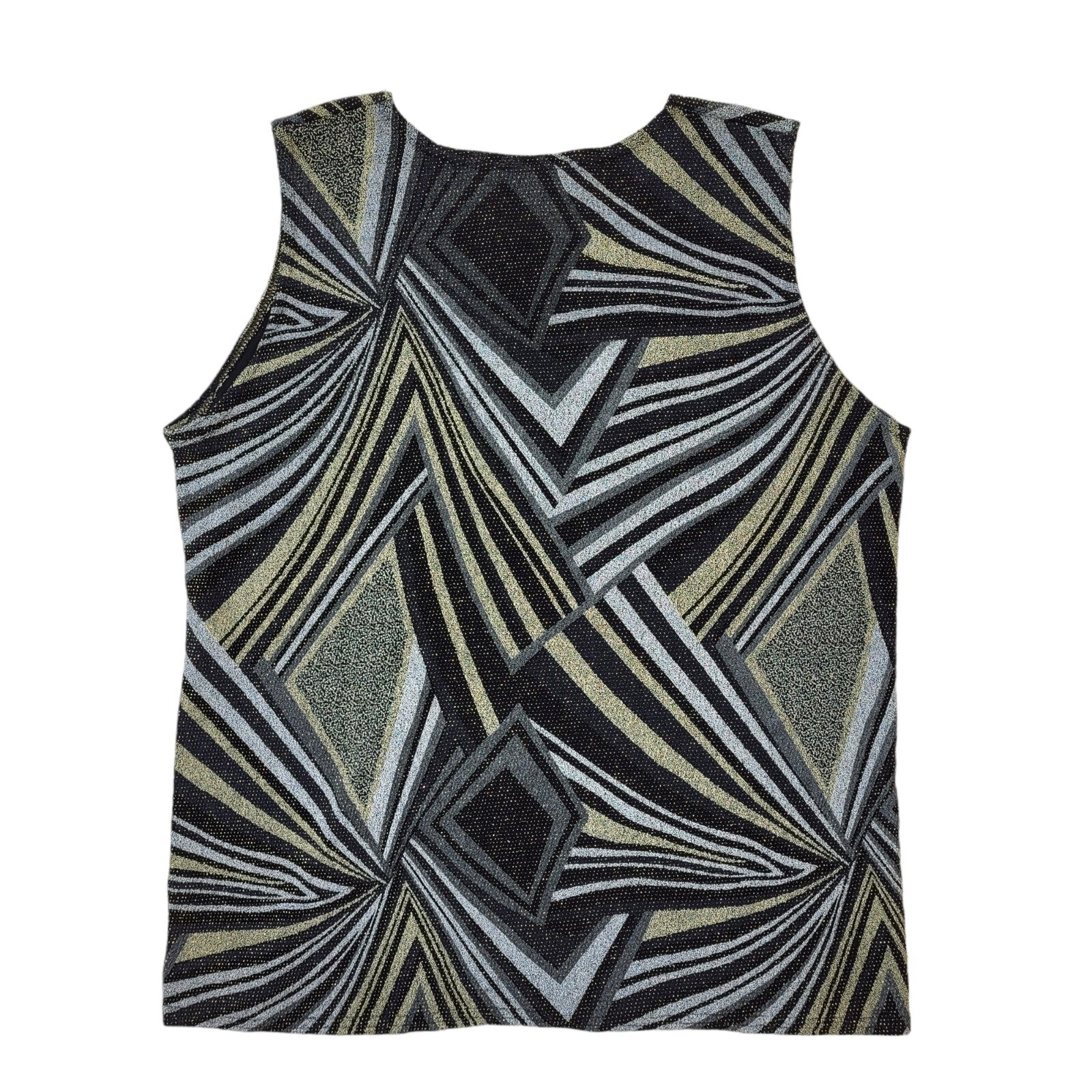 Classic Image 90s Vintage Black Silver Sleeveless Blouse Women's Size L Eu 40