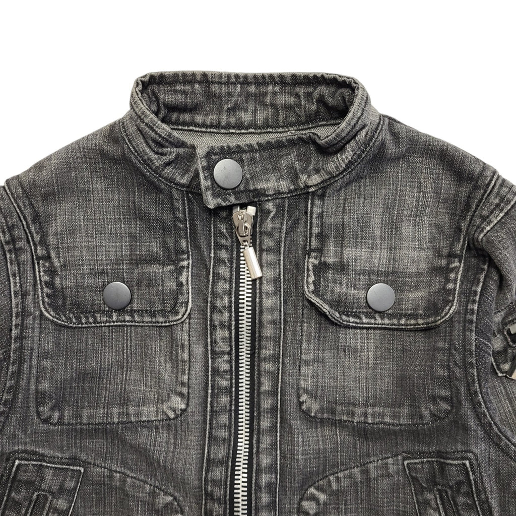 DKNY Grey Zipped Denim Jacket Uk Girl's Size Age 8 Years