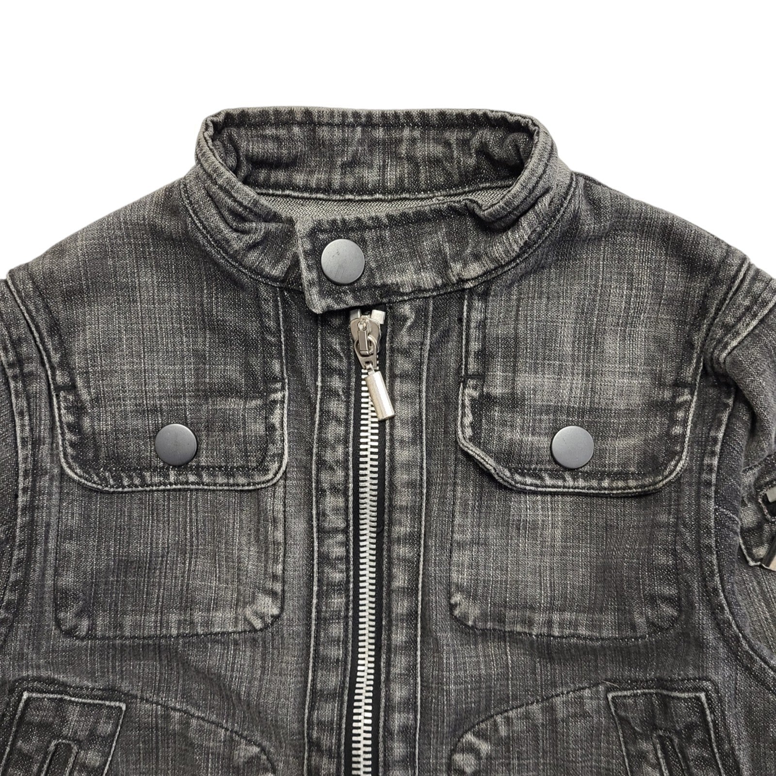 DKNY Grey Zipped Denim Jacket Uk Girl's Size Age 8 Years