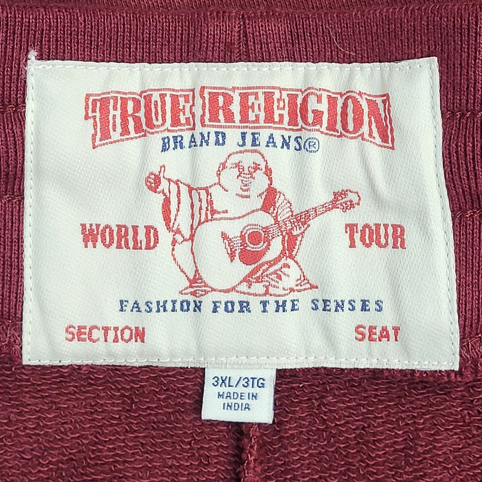 True Religion Y2K Burgundy Tracksuit Bottoms Straight Men's 3XL W40 L30