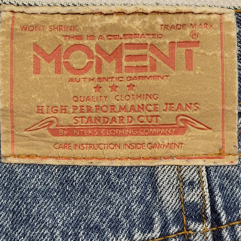 Moment Vintage 90's Blue Denim Knee Length Skirt Womens UK Size 8