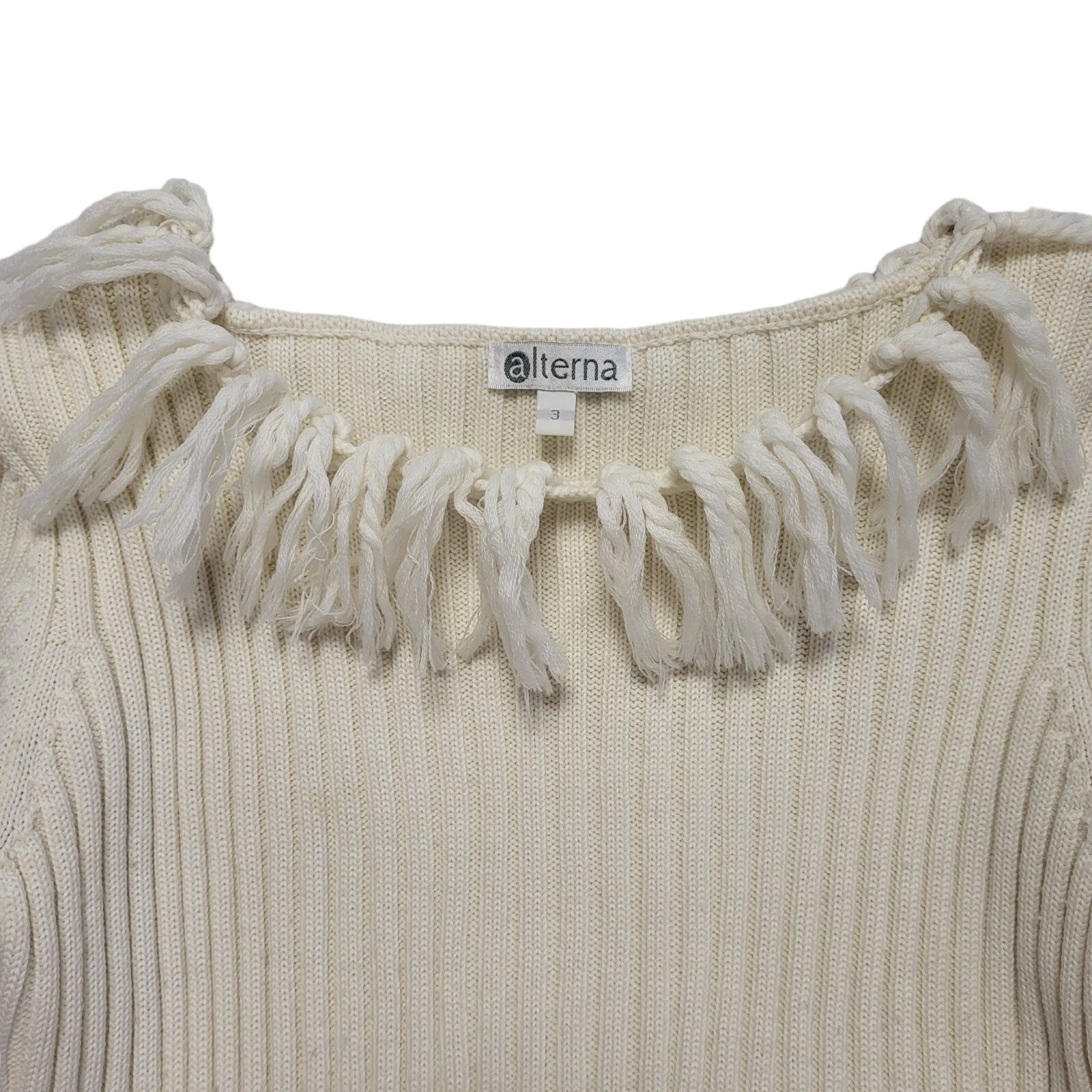 Alterna Vintage 90s Cream Tasselled Jumper Womens UK Size 12