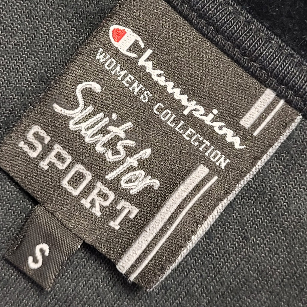Champion  Y2K Black Full Zip Velour Tracksuit Jacket Women's UK Size Small