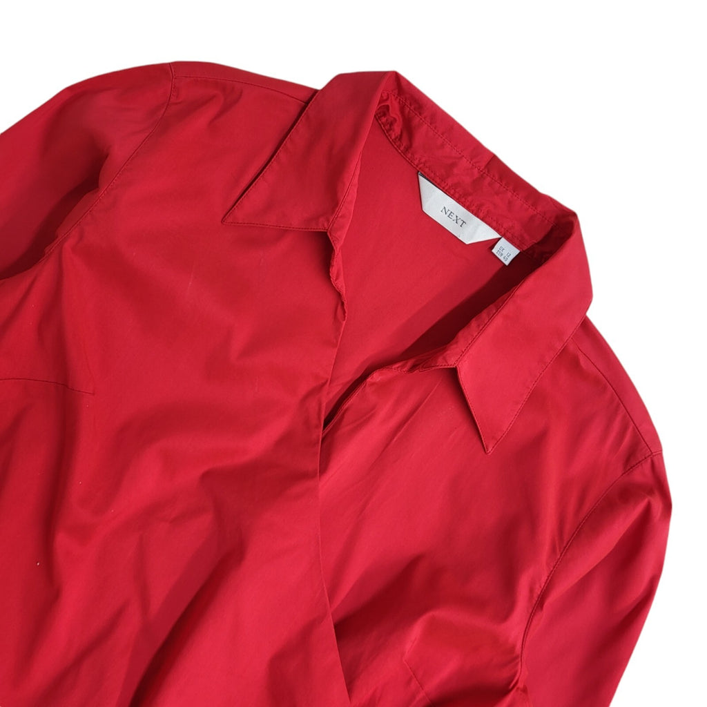 Next 90s Red Wrap V-Neck Long Sleeve Blouse Women's UK Size 12