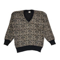 Vintage 90's Brown & Black Retro Abstract V-Neck Jumper Mens UK L
