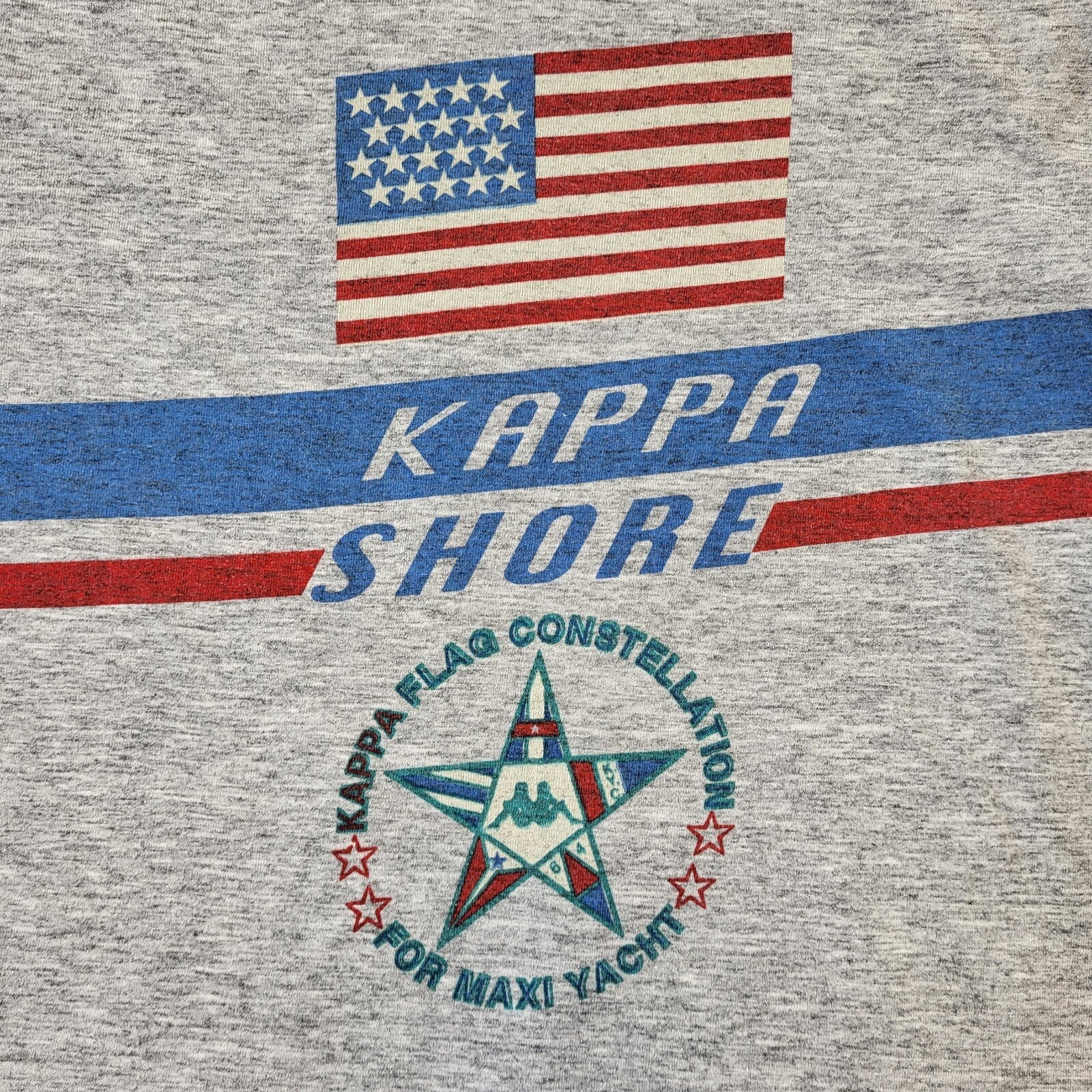 Kappa 90s Vintage Shore Grey Blue Red Crew Neck T-Shirt Men's Size XL