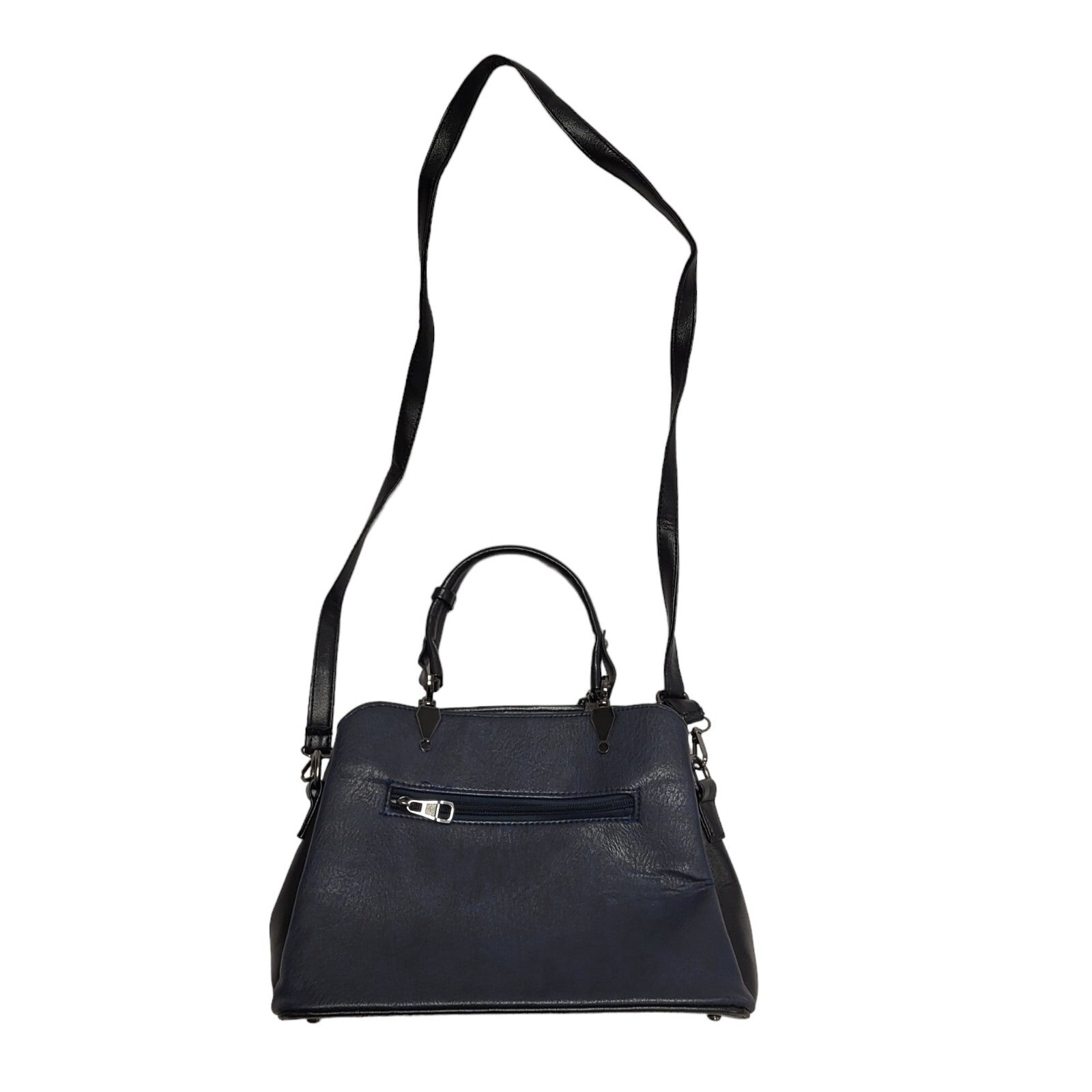 Denise Vintage Black Blue Leather Hand Bag / Shoulder Bag Uk Women's 8.5" x 11"