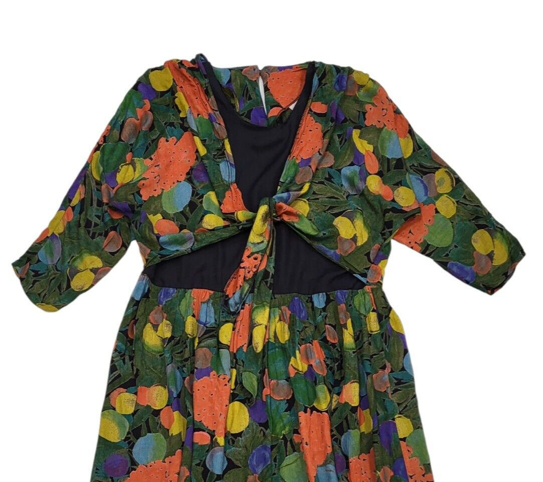 Emma Bernstein 80s Vintage Floral Daywear Dress Women's Size 10