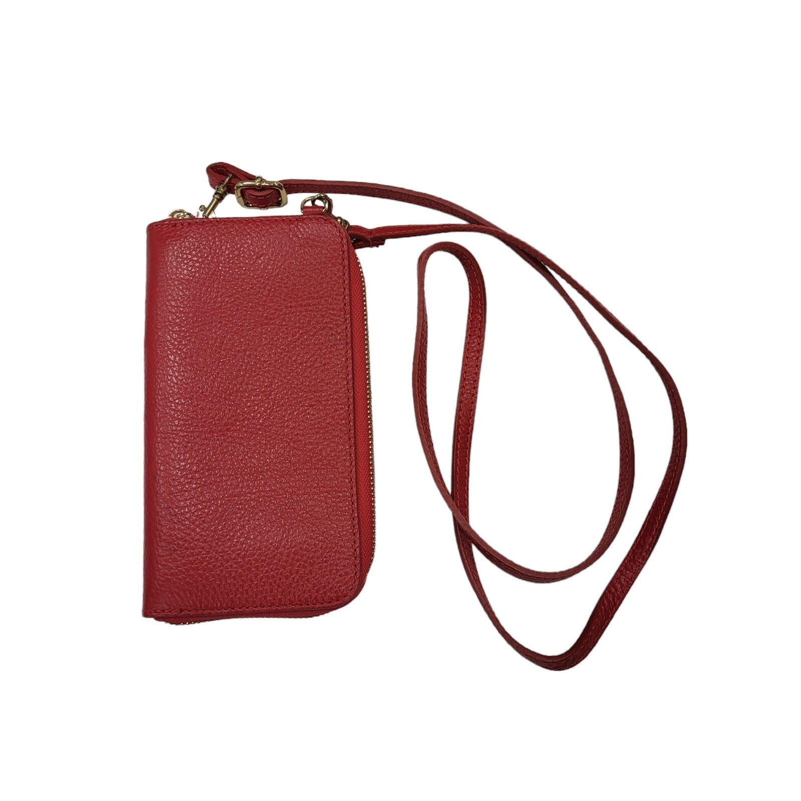 Massimo Conti Red Leather Small Shoulder Bag Uk Women's Size  4" x 8"