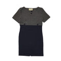 90s Vintage Volare Navy Check Pencil Daywear Dress Women's Size 14