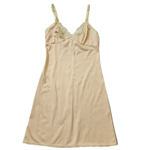 70s Vintage Cream Sleeveless Under Dress Women's Size 12 Eu 40