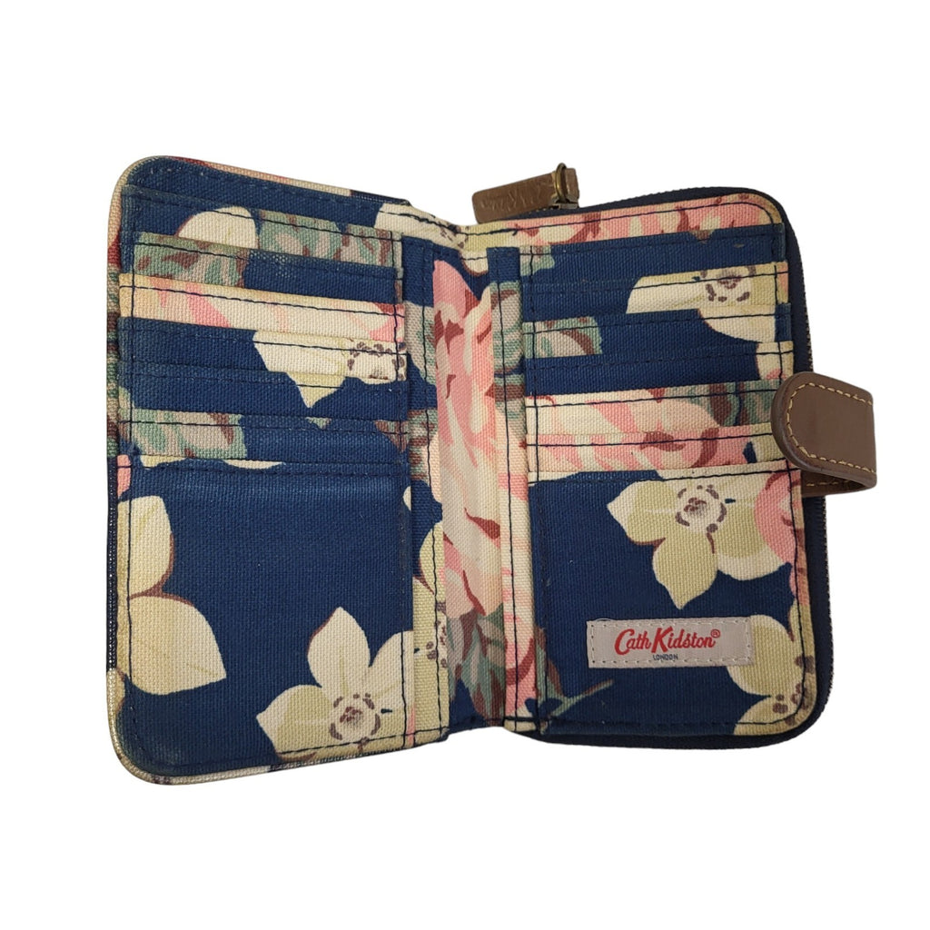 Cath Kidston Blue Pink Zip Floral Shoulder Bag & Purse Uk Women's Size 9" x 13"