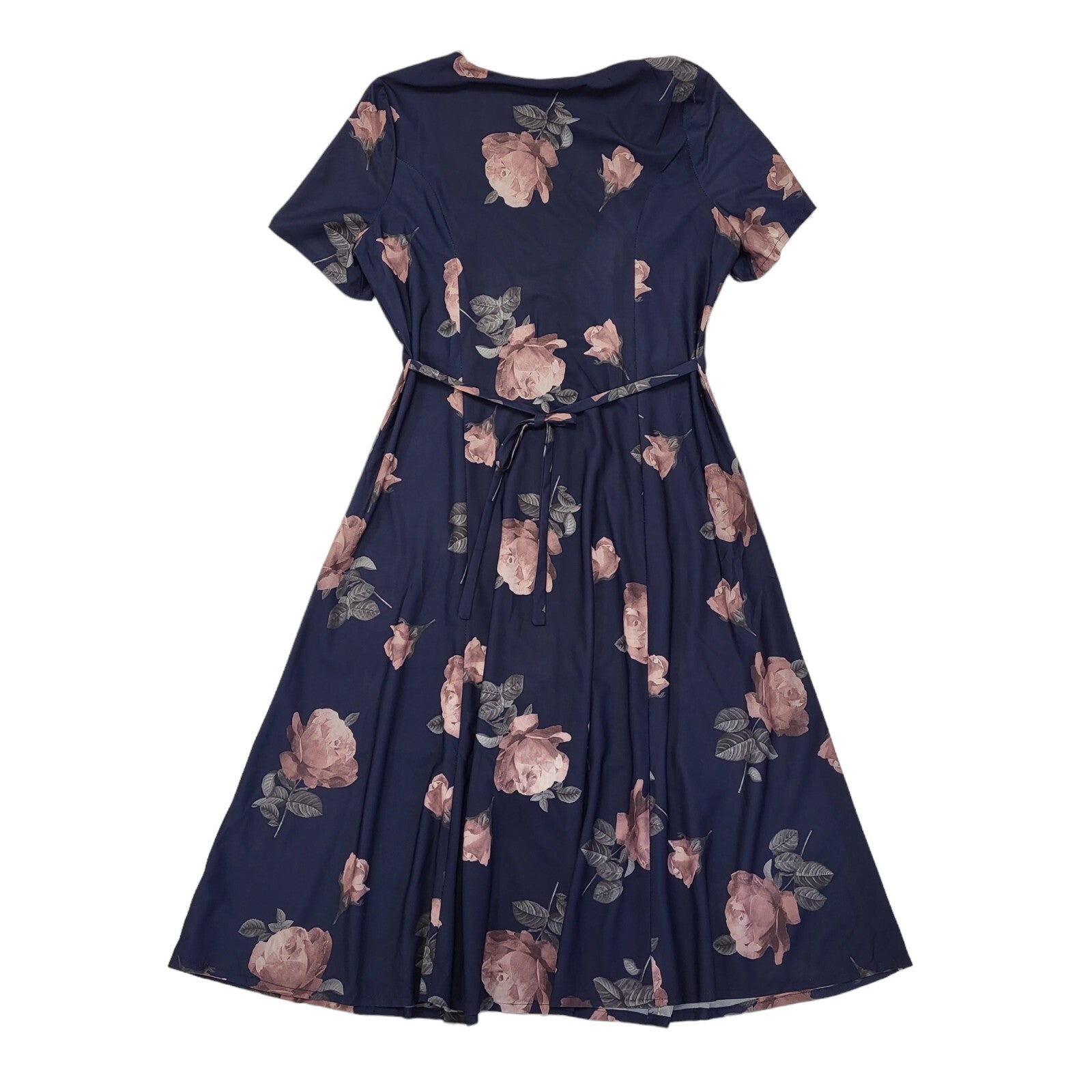 New Fast 90s Vintage Blue & Pink Floral Daywear Dress Women's 14