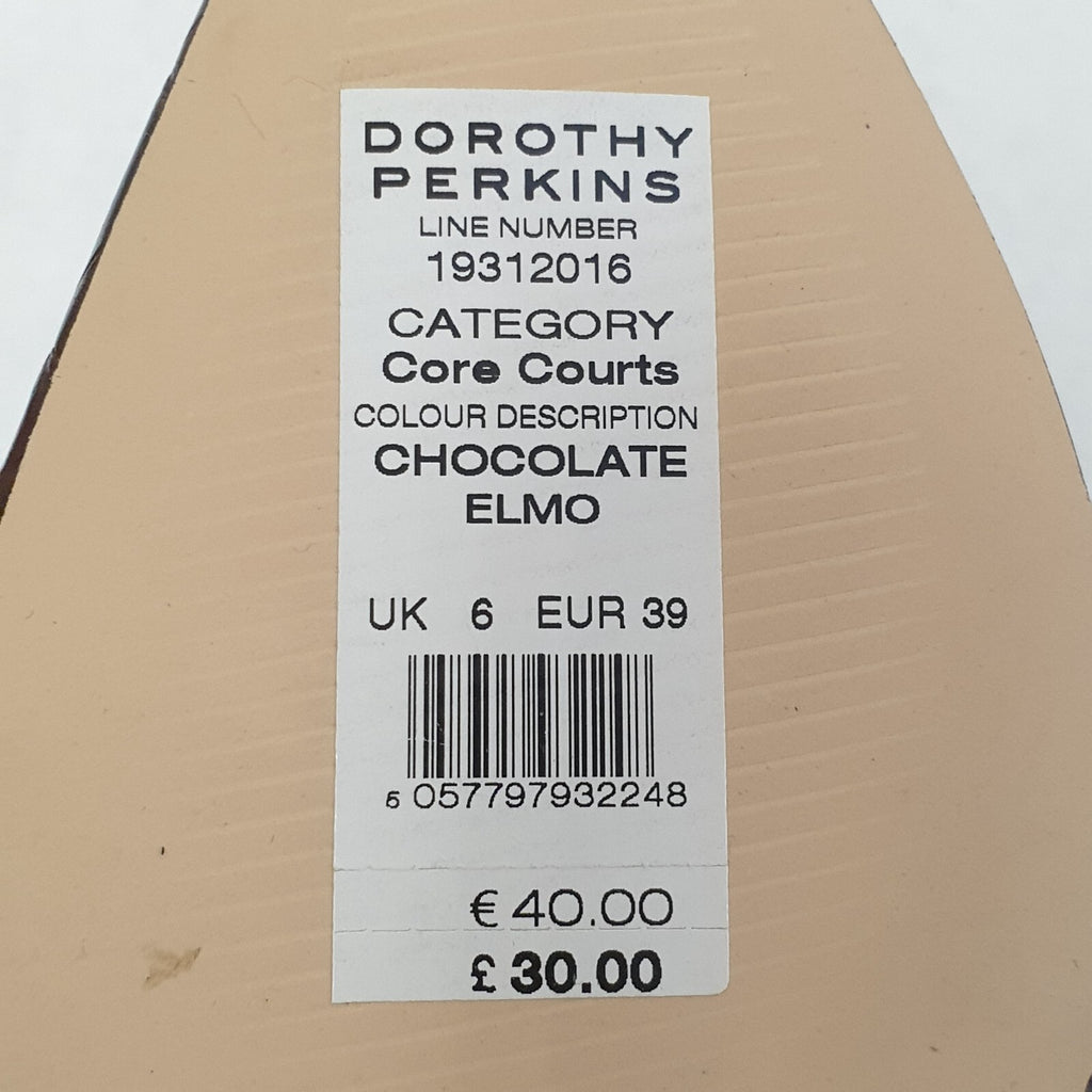 Dorothy Perkins Chocolate Elmo Core Courts  Heels Shoes Uk 6 BNWOB