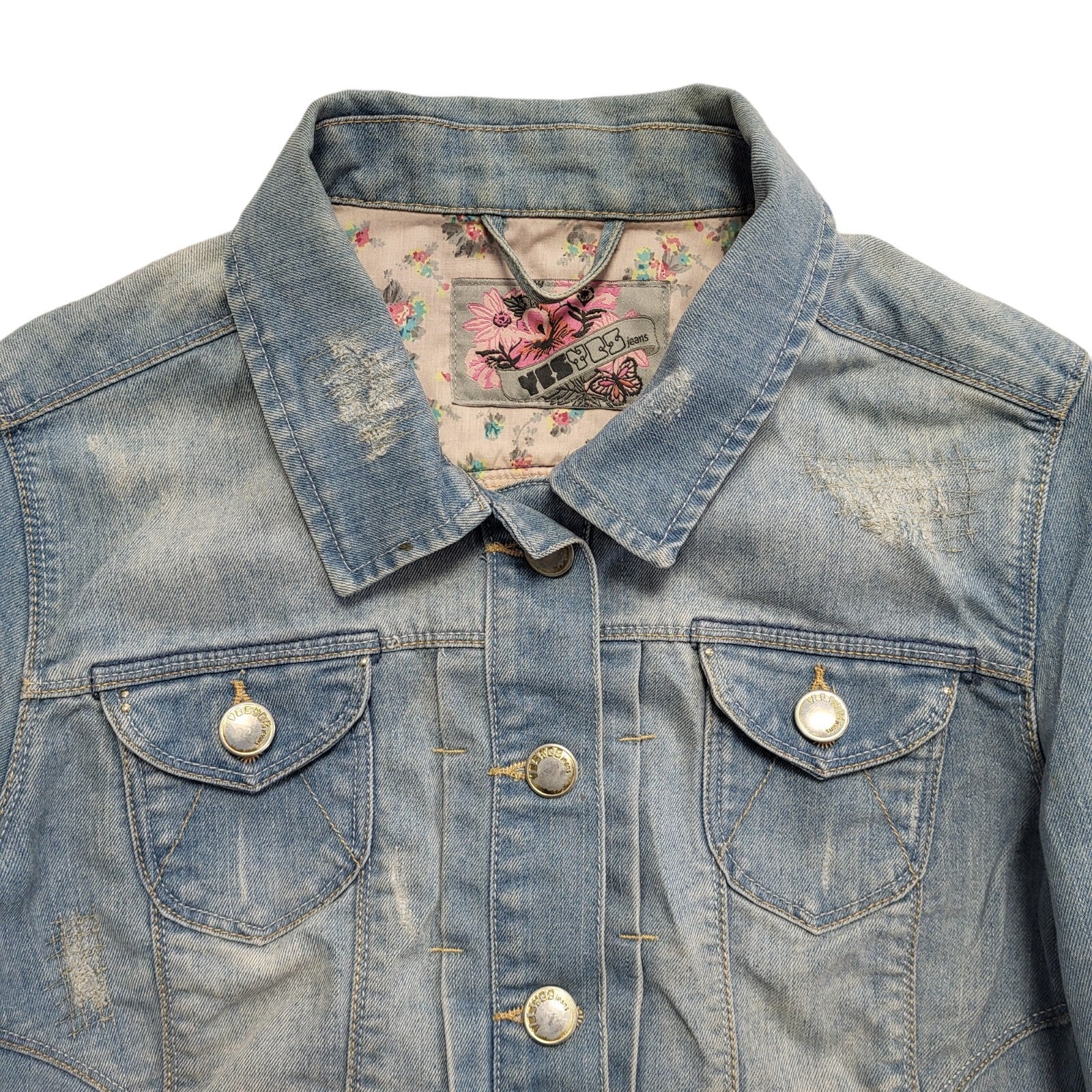 New Look Vintage 90 Y2K Light Blue Button Up Denim Jacket Women's UK Size 16