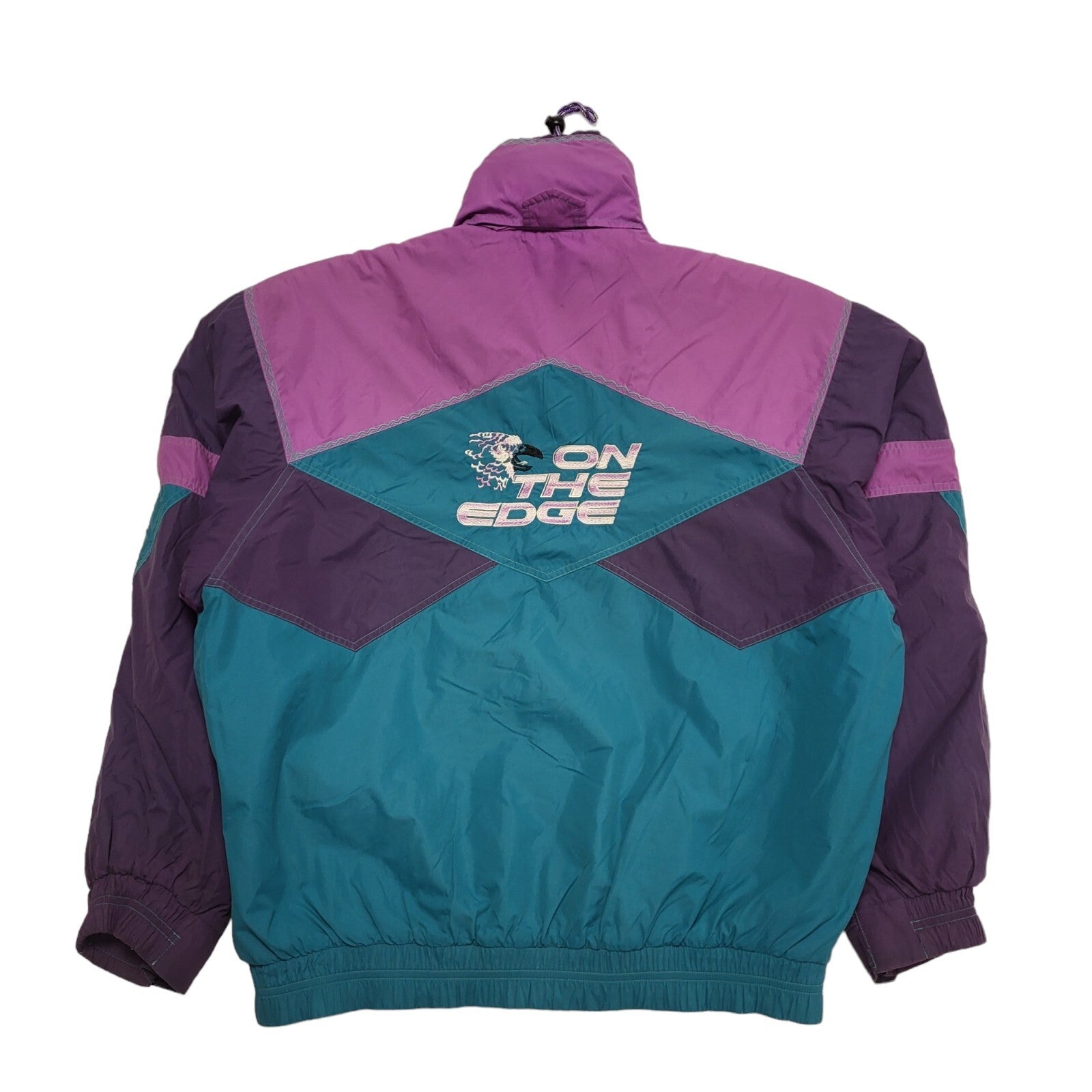 On The Edge 90s Purple & Teal Zip & Snap Jacket Uk Men's Size Medium