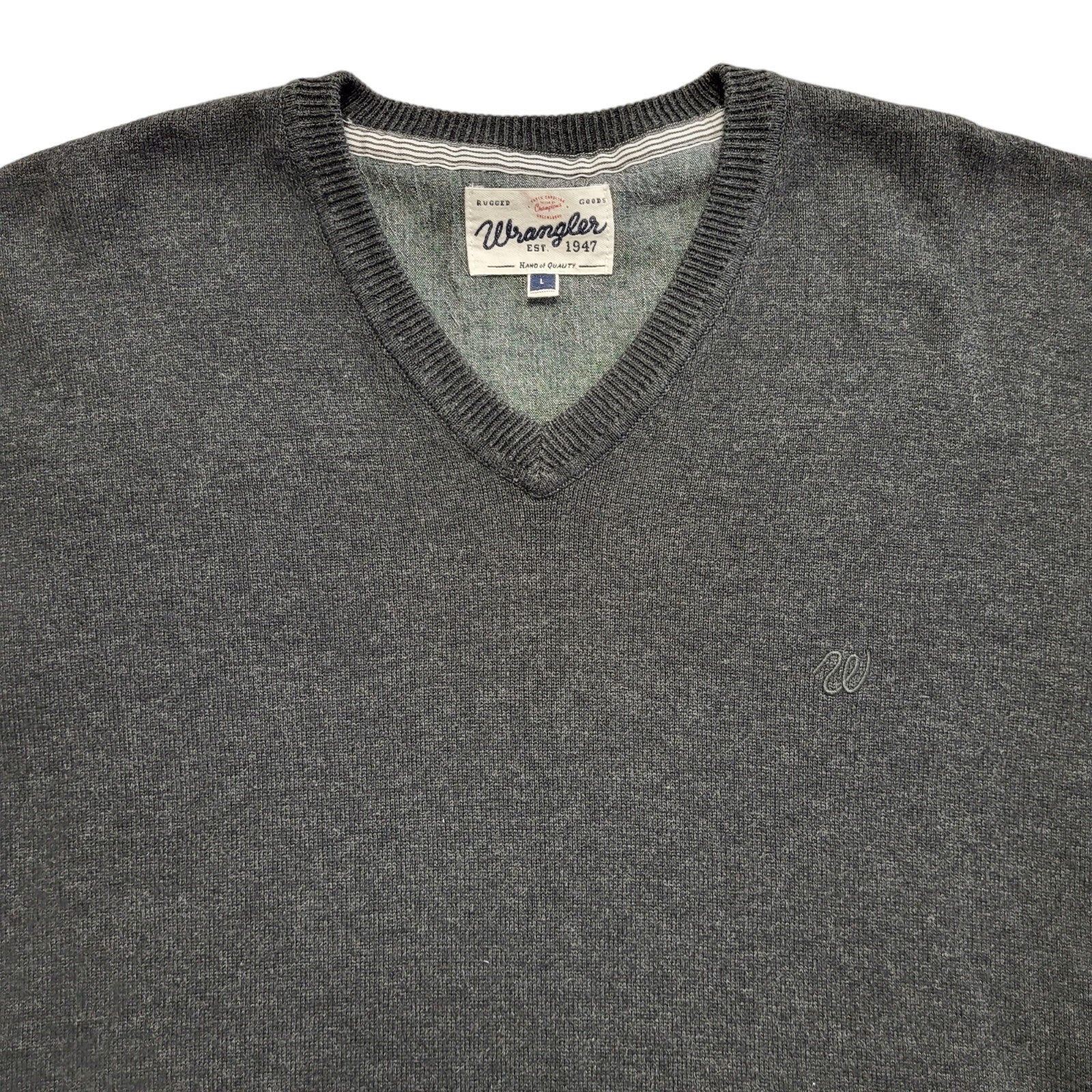 Wrangler Vintage 90's Grey Wool Blend V-Neck Jumper Men's Size Large