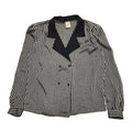 Littlewoods Vintage 80's Black & Silver Button Up Long Sleeve Shirt Womens UK 14