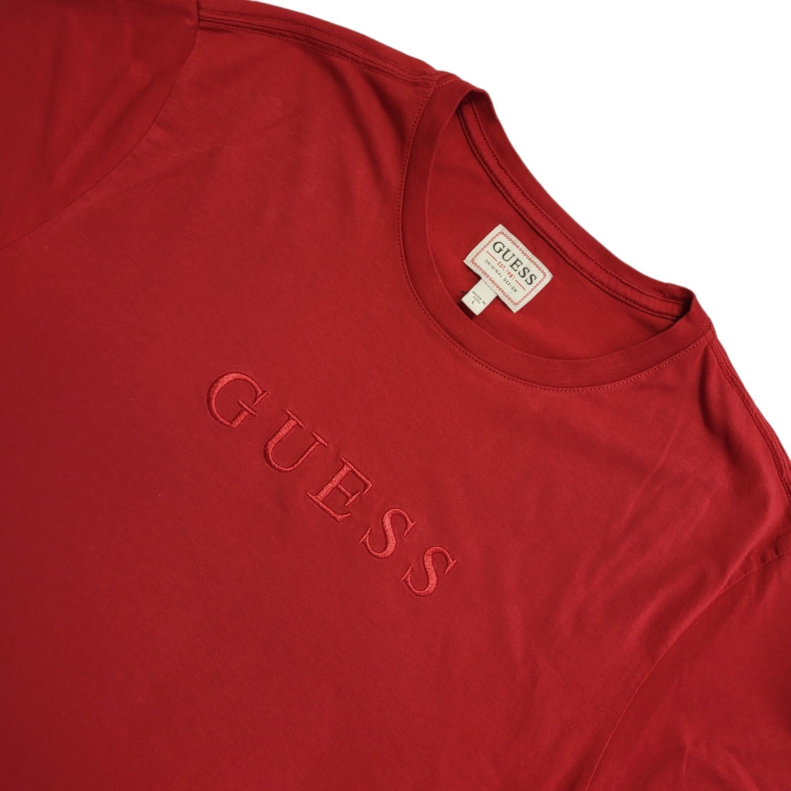 Guess Vintage 90's Red Sports Short Sleeve T-Shirt Mens UK Size L
