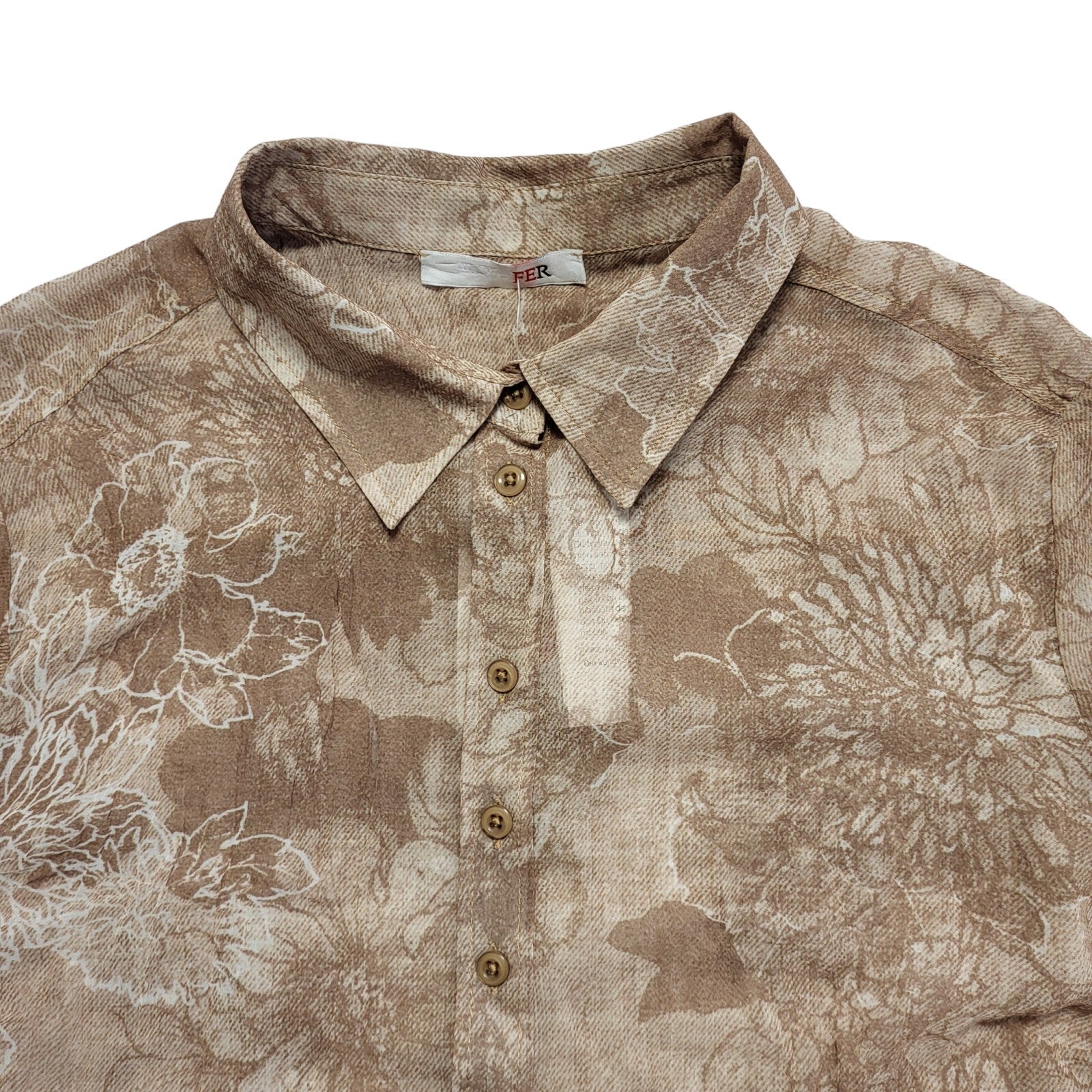 My Way Fer 90s Vintage Brown Floral Long Sleeve Shirt BNWT Womens UK 18