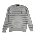 Polo Ralph Lauren Y2K Grey Striped Round Neck Long Sleeve Jumper Men's UK Size S