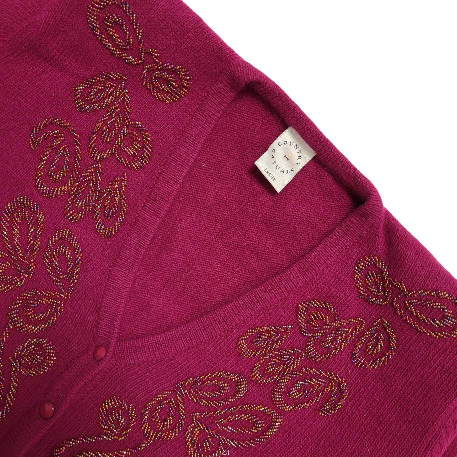 Country Casuals Vintage 80's Purple Button Cardigan UK Womens Size Large