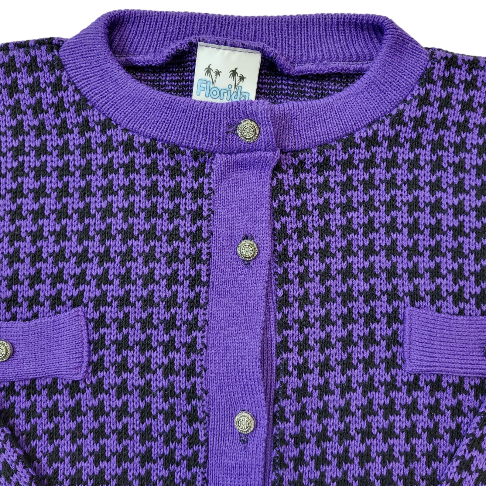 Florida 90s Vintage Purple Button-Up Cardigan Women's Size 14 Eu 42