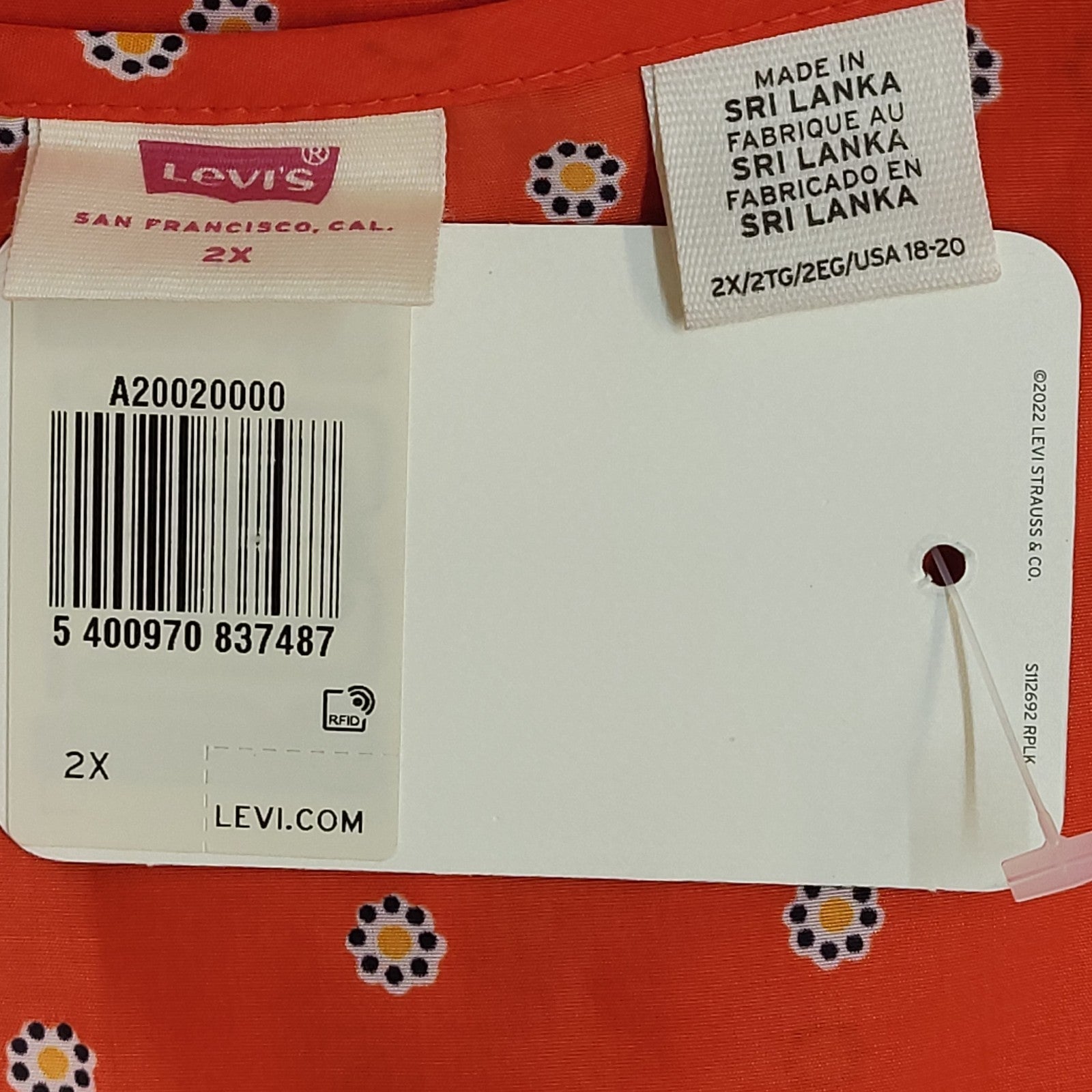 Levi's Blouse Vintage Y2K Dotted Cropped Balloon Sleeve Bnwt Women's Uk 2XL