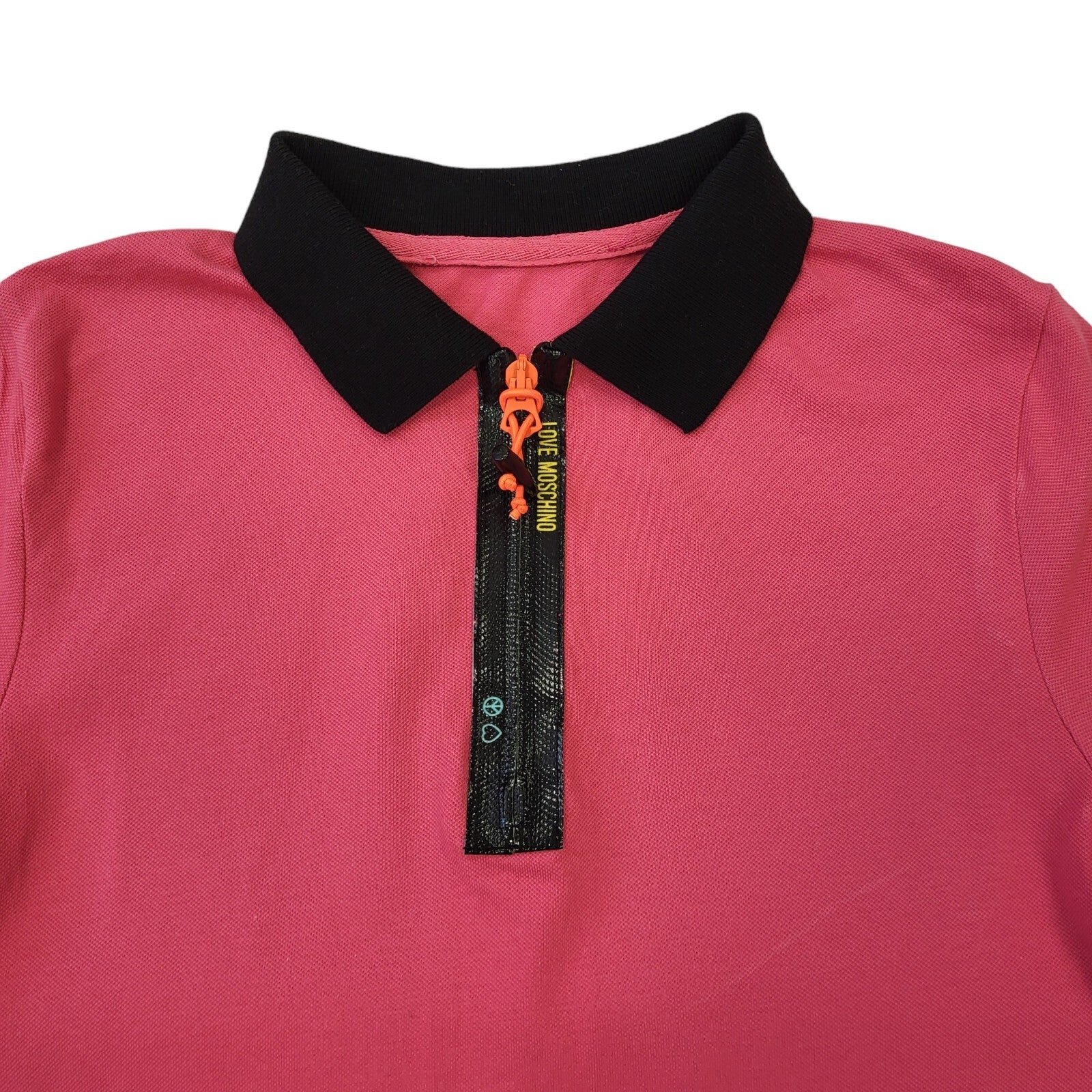 Love Moschino Vintage Y2k Pink Black Short Sleeve Polo Dress UK Women's Size 12