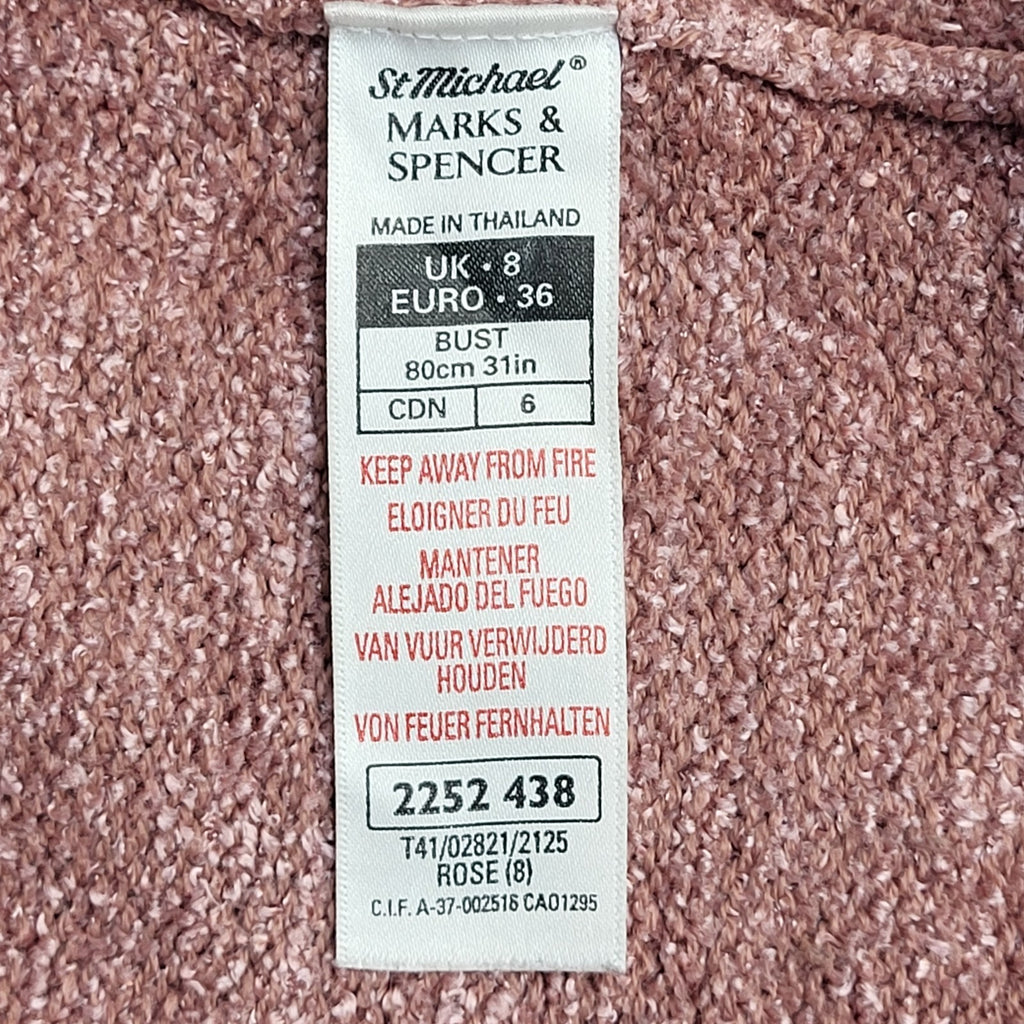 St Michael Vintage 90's Pink Knitted Cardigan UK Women's Size 8